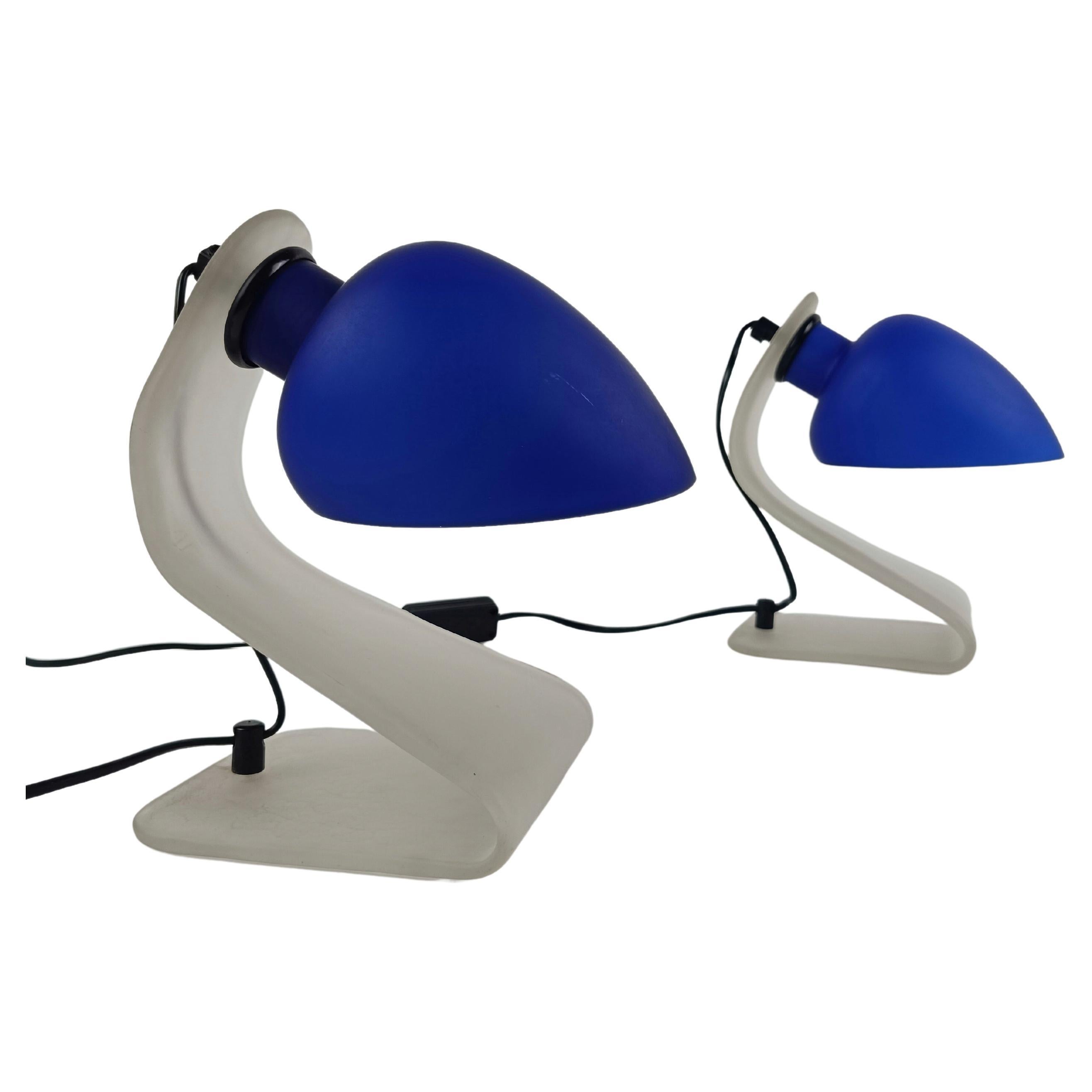 Pair of Postmodern Nightstand Table Lamps made in Murano Glass by De Majo For Sale