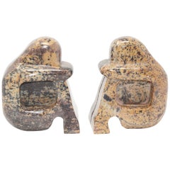 Pair of Postmodern Onyx Stylized Figural Bookends