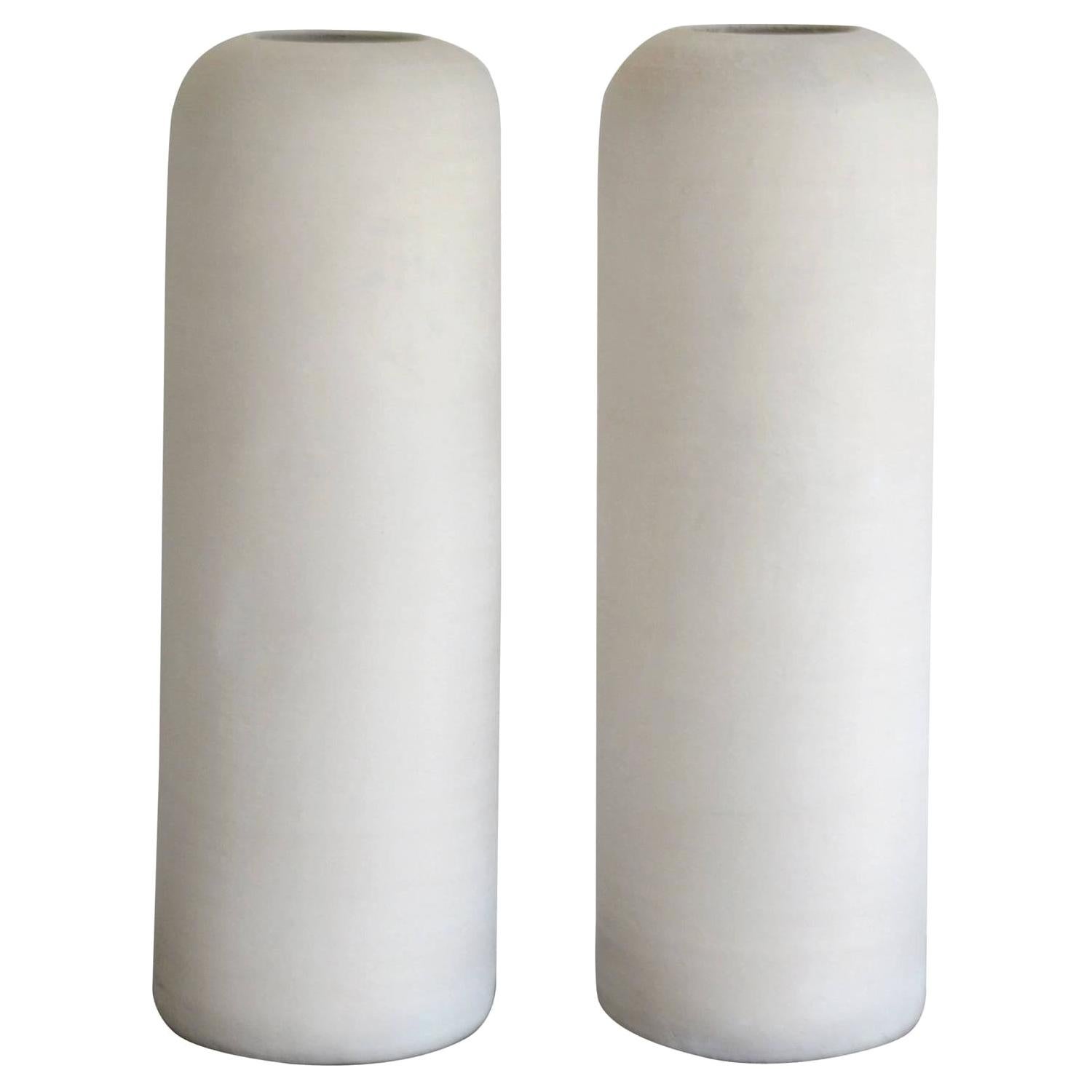 Pair of Postmodern Organic Form Hand Thrown Vases For Sale