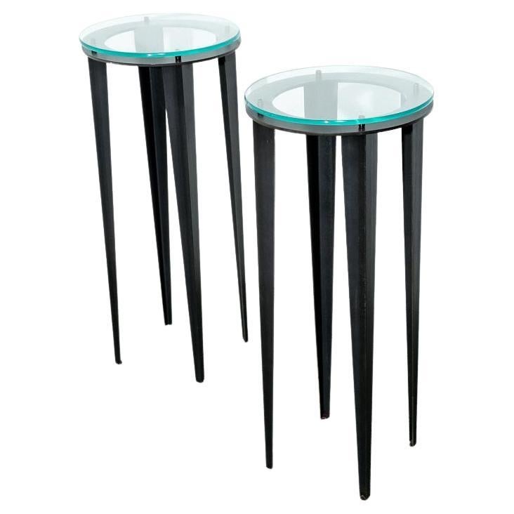 Pair of Postmodern Pedestal Tables For Sale