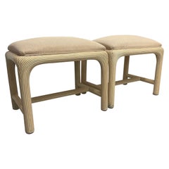 Pair of Postmodern Pencil Reed Low Stools by American Drew.