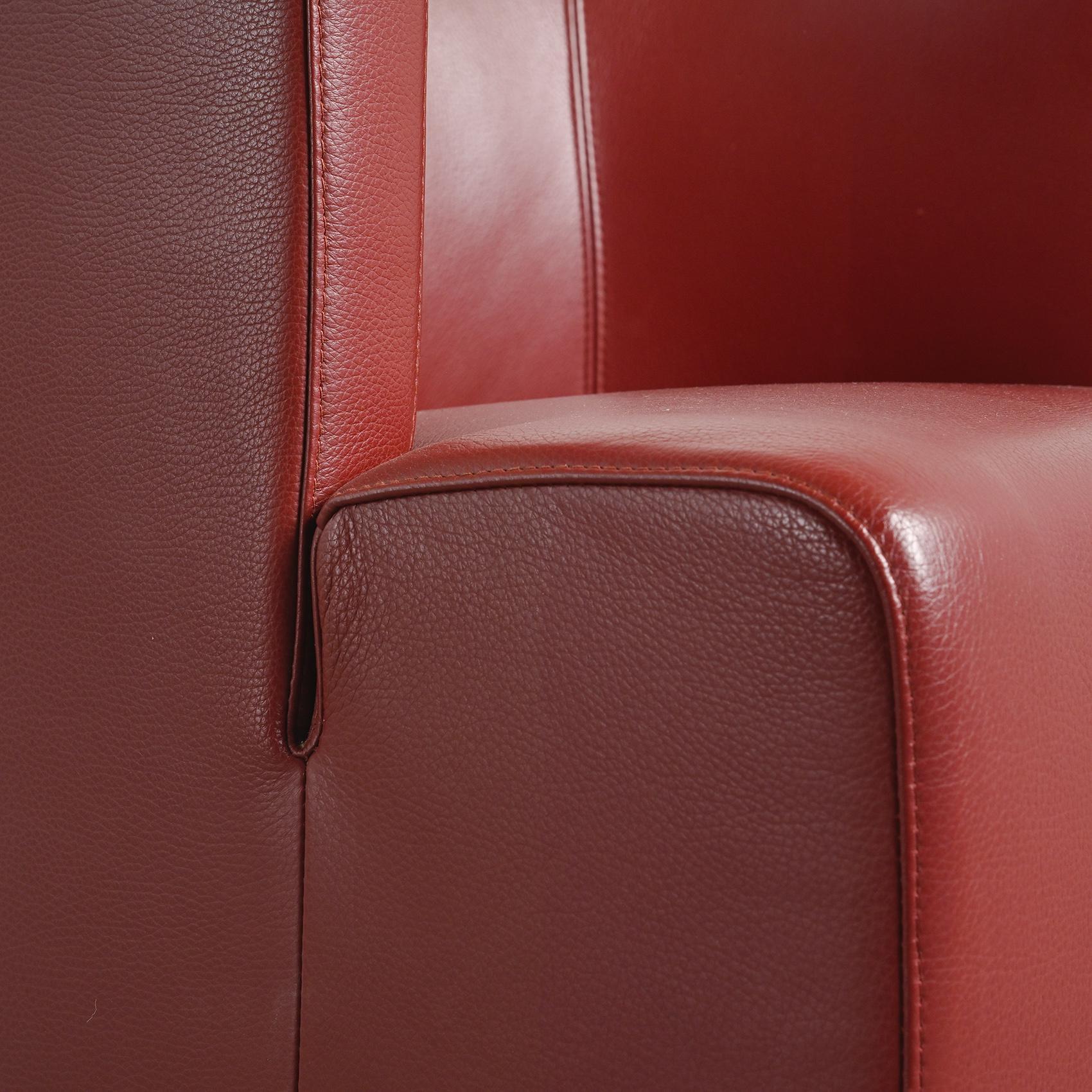 Pair of Postmodern Red Leather Armchairs by Wittmann For Sale 4