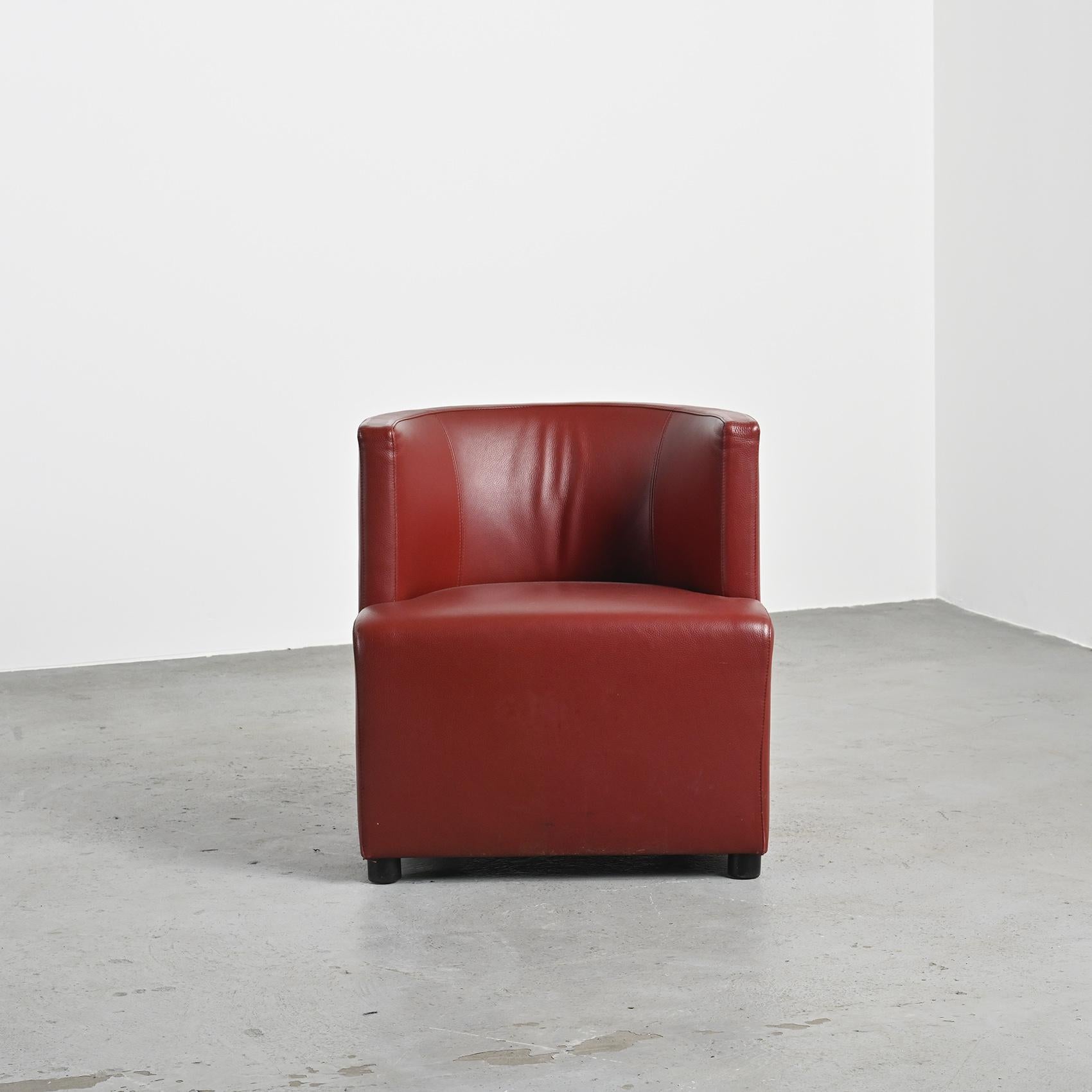 20th Century Pair of Postmodern Red Leather Armchairs by Wittmann For Sale