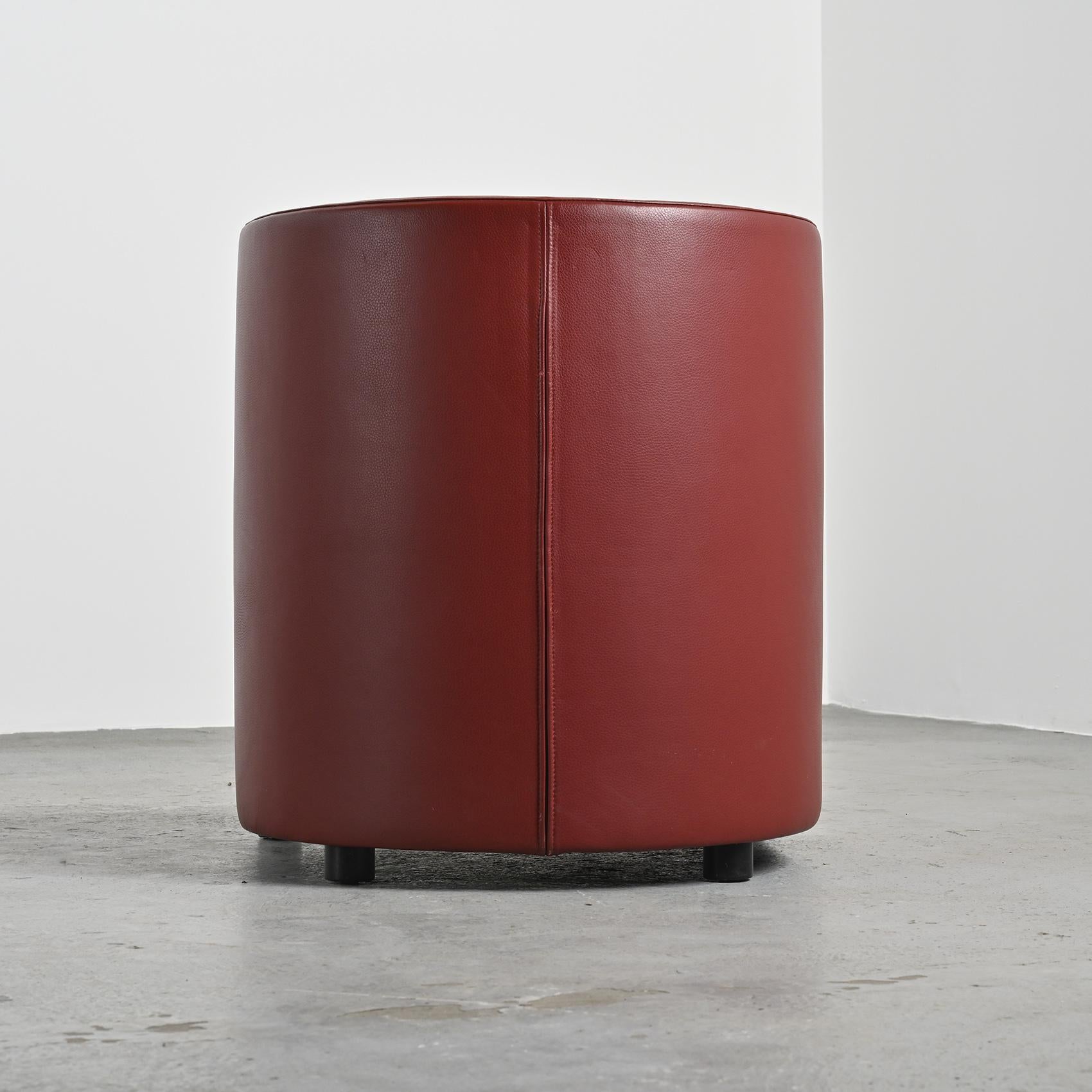 Pair of Postmodern Red Leather Armchairs by Wittmann For Sale 3