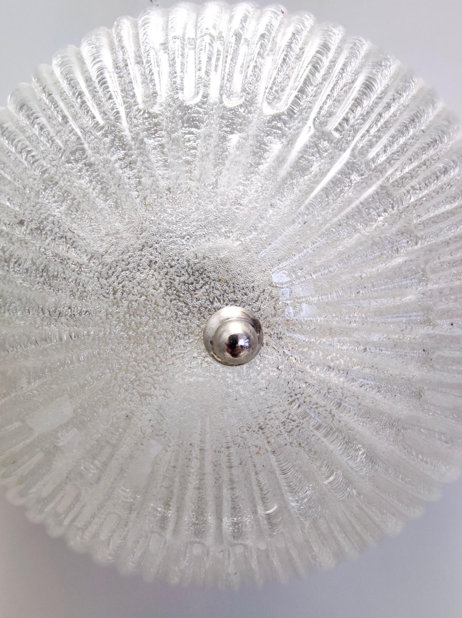 Pair of Postmodern Round Murano Glass Ceiling Lights or Sconces, Italy For Sale 3