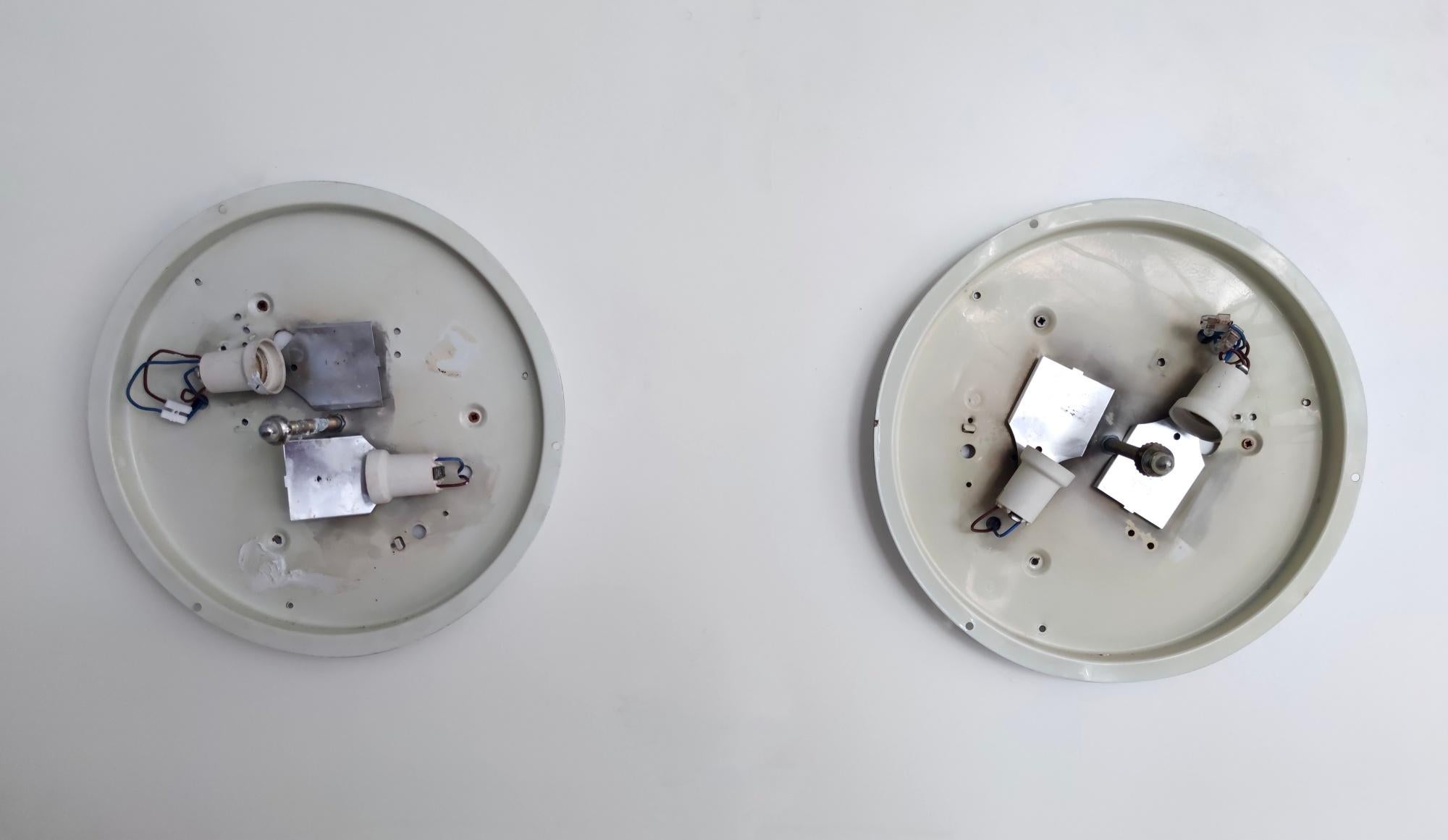 Pair of Postmodern Round Murano Glass Ceiling Lights or Sconces, Italy For Sale 7