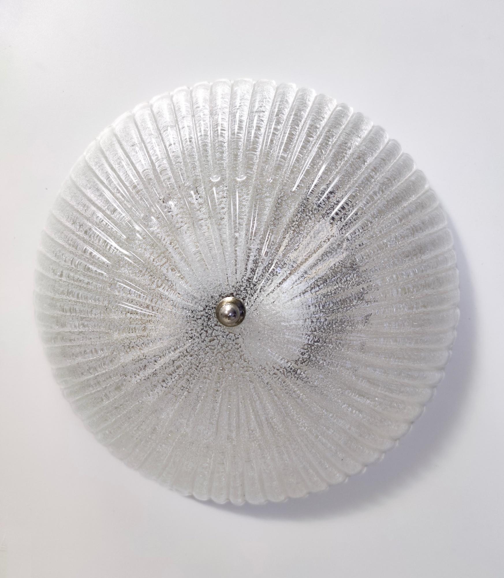 Pair of Postmodern Round Murano Glass Ceiling Lights or Sconces, Italy For Sale 1