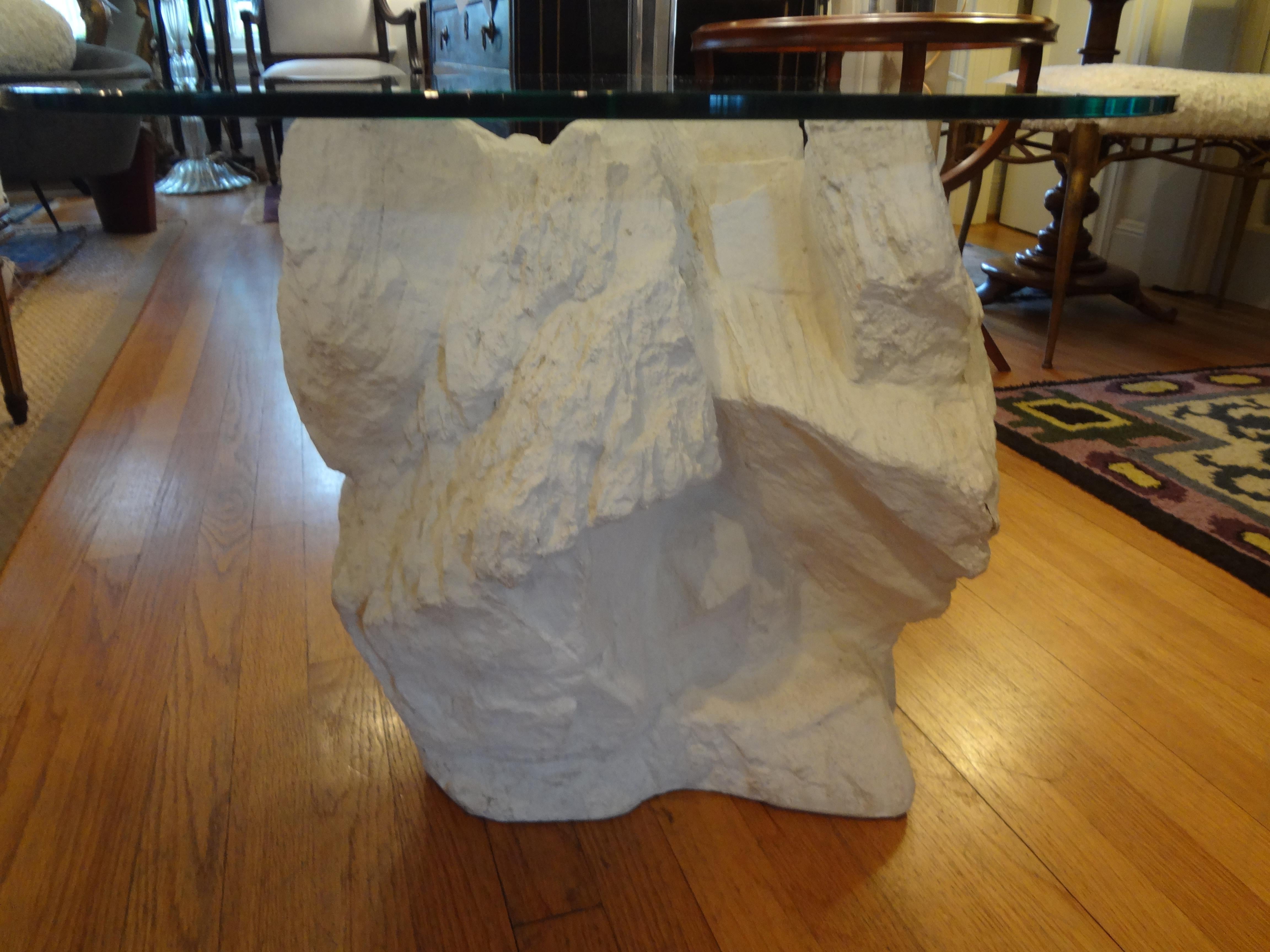 Mid-20th Century Pair of Postmodern Serge Roche Inspired Faux Stone Plaster Tables For Sale