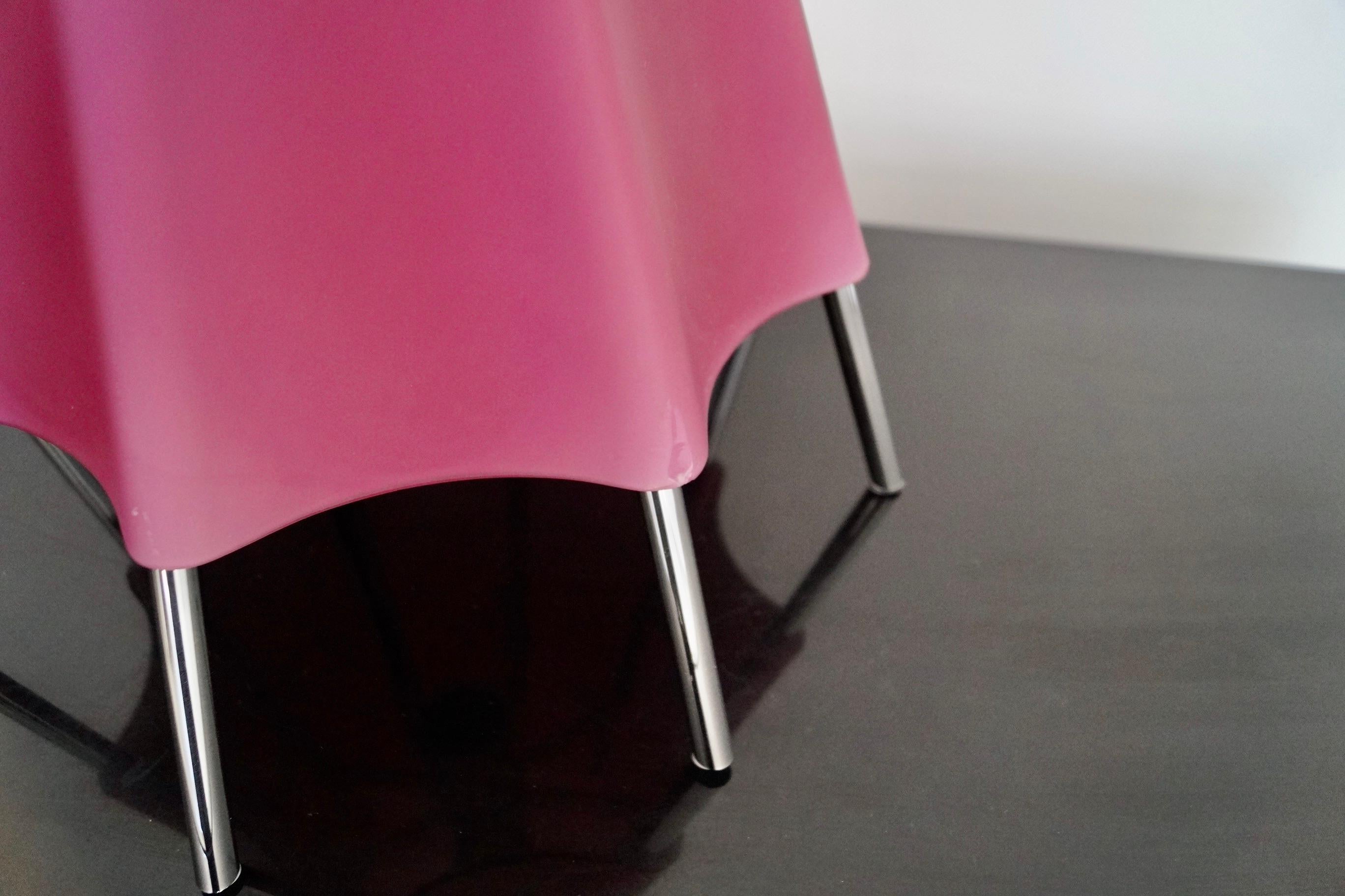 Pair of Postmodern Shiro Kuramata Style Art Glass & Chrome Table Lamps For Sale 5