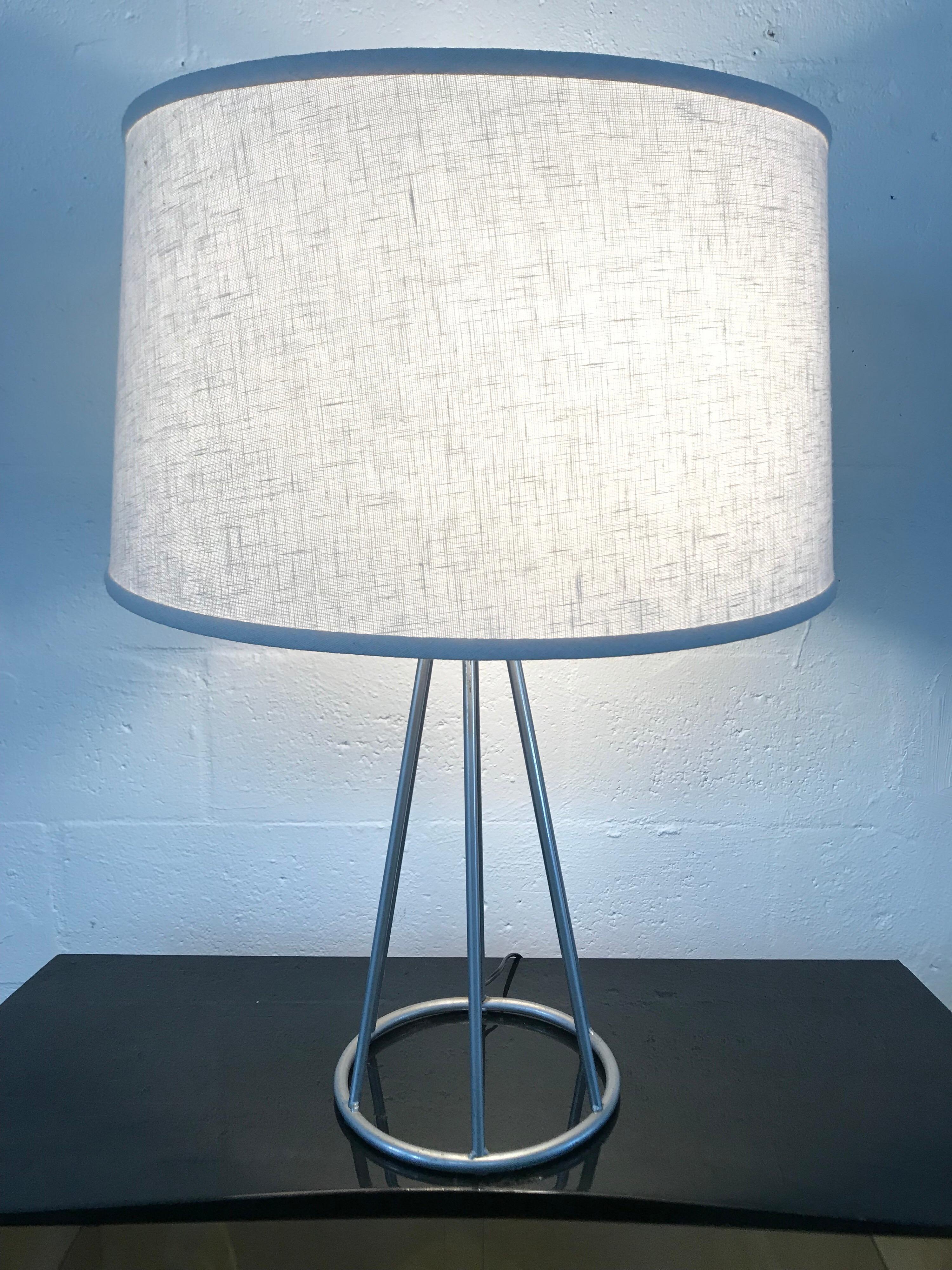 Italian Pair of Postmodern Steel Frame Lamps For Sale