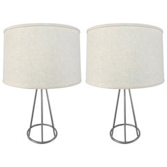 Vintage Pair of Postmodern Steel Frame Lamps