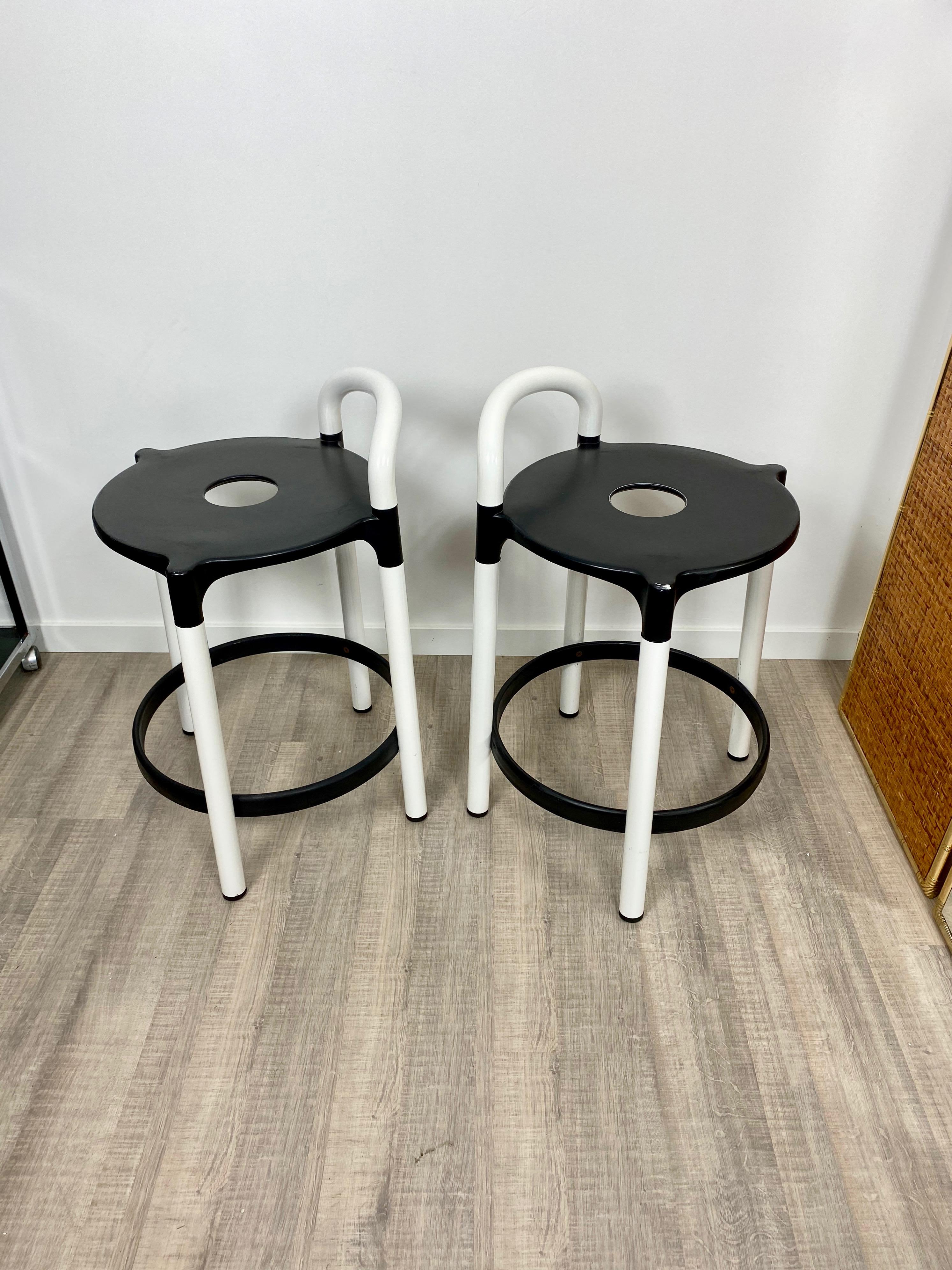 Metal Pair of Postmodern Stools by Anna Casatelli Ferrieri for Kartell, Italy, 1980s For Sale