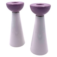 Vintage Pair of Postmodern Style Candleholders Designed by Kate Spade for Lenox