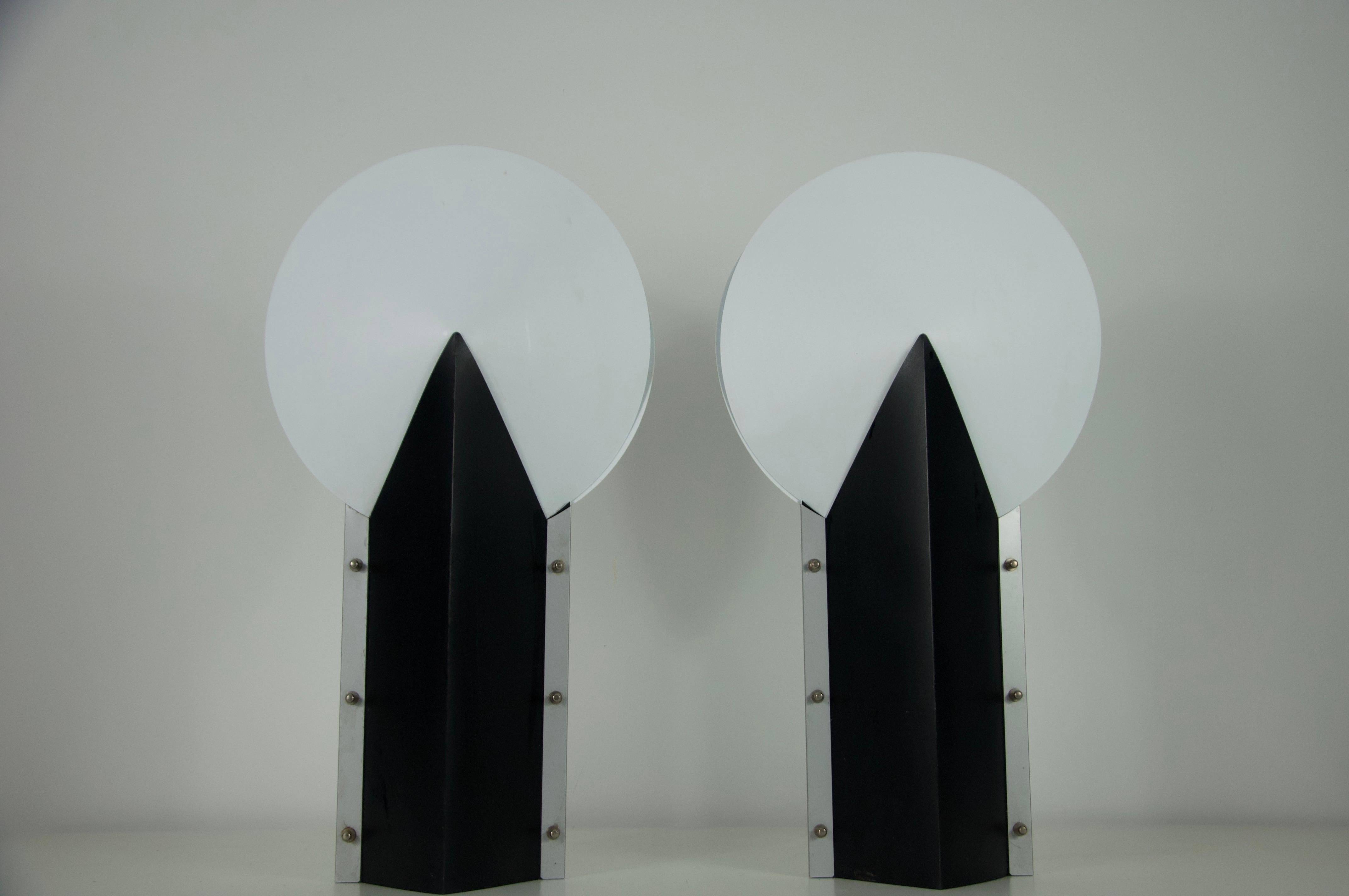 Pair of Postmodern Table Lamps by Samuel Parker for Slamp SRL, 1980s In Good Condition For Sale In Hagenbach, DE