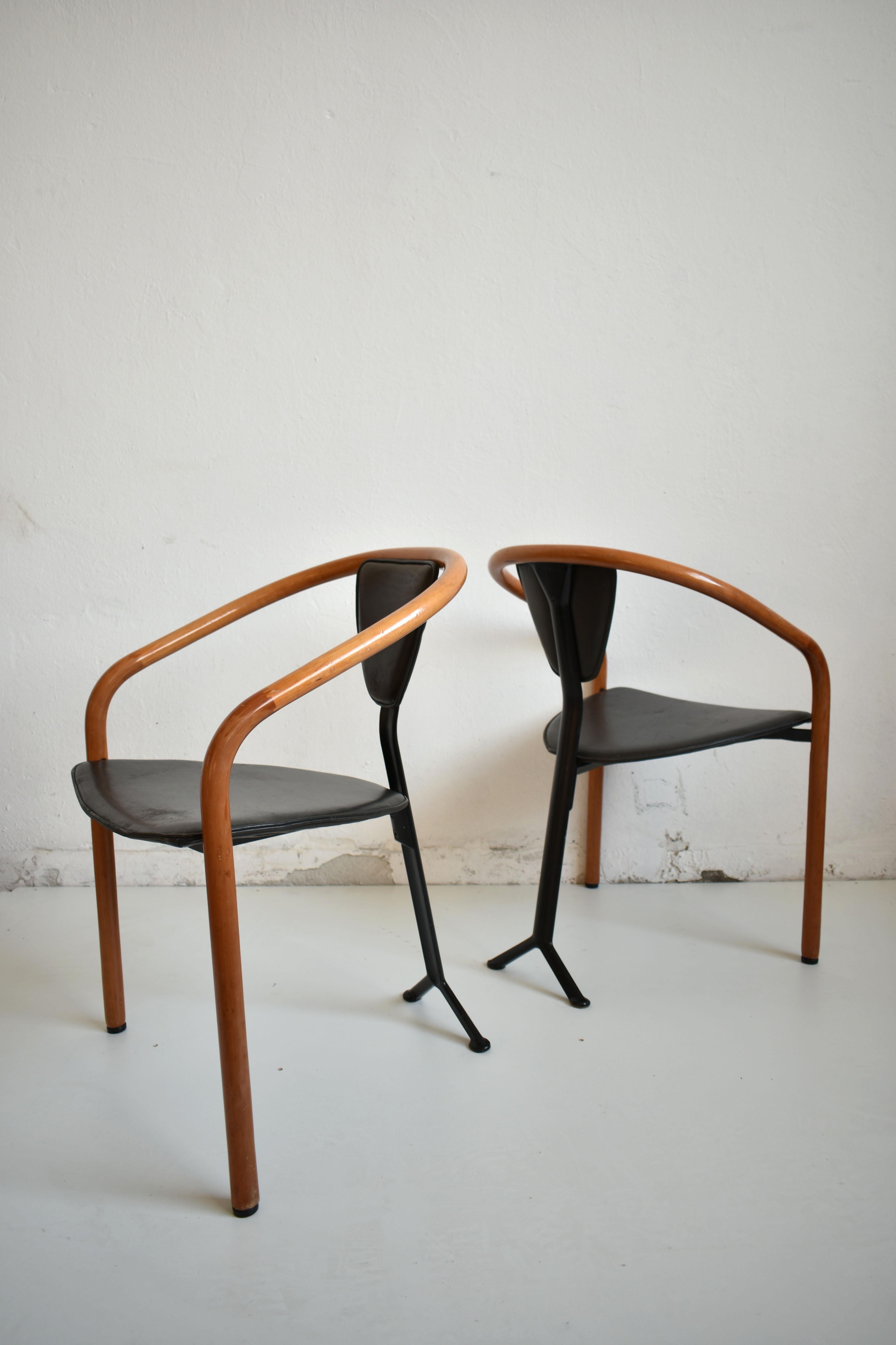 Post-Modern Pair of Postmodern ‘Tacchi' Chairs by Toshiyuki Kita for AIDEC, Japan, 1980s