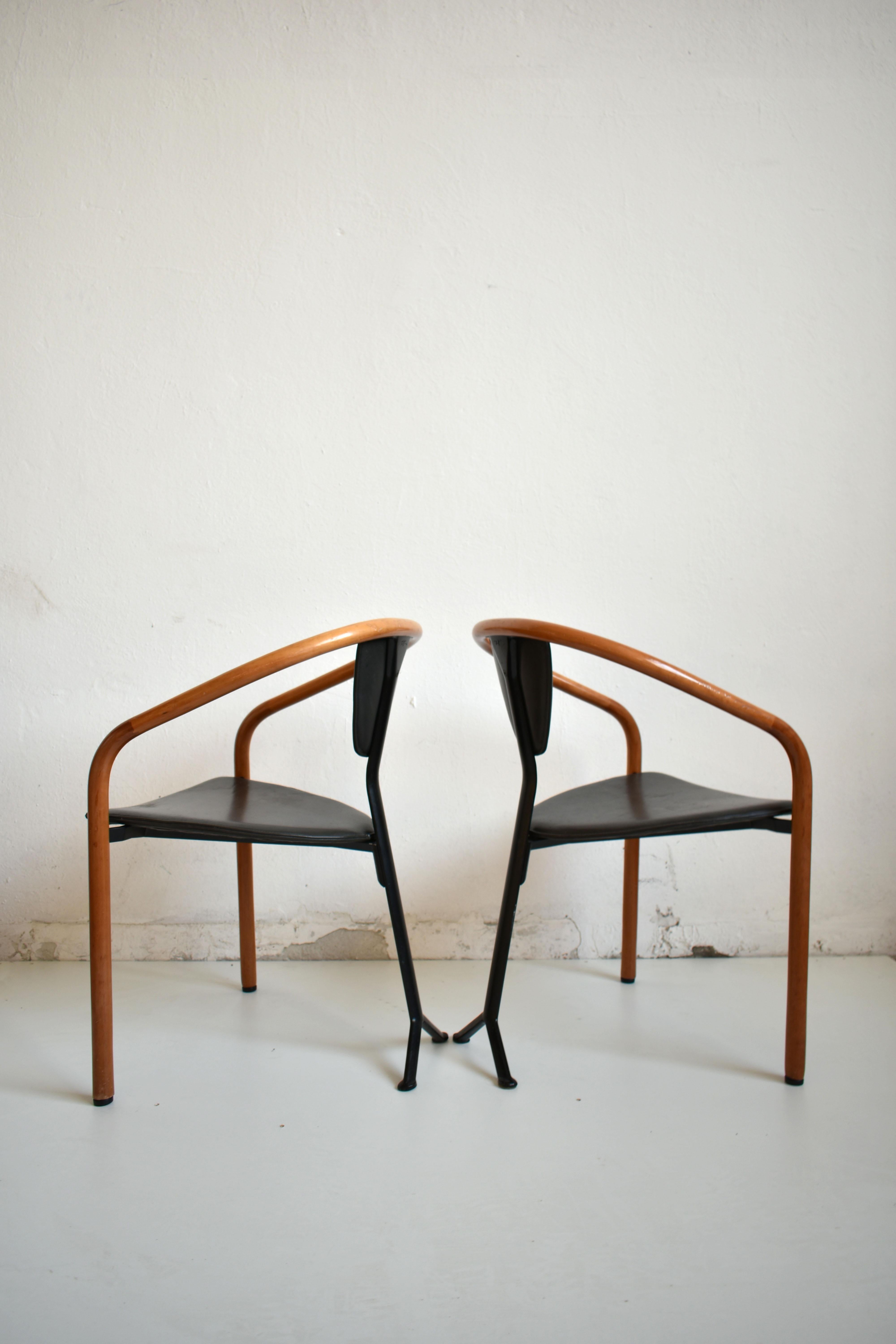 Pair of Postmodern ‘Tacchi' Chairs by Toshiyuki Kita for AIDEC, Japan, 1980s In Good Condition In Zagreb, HR