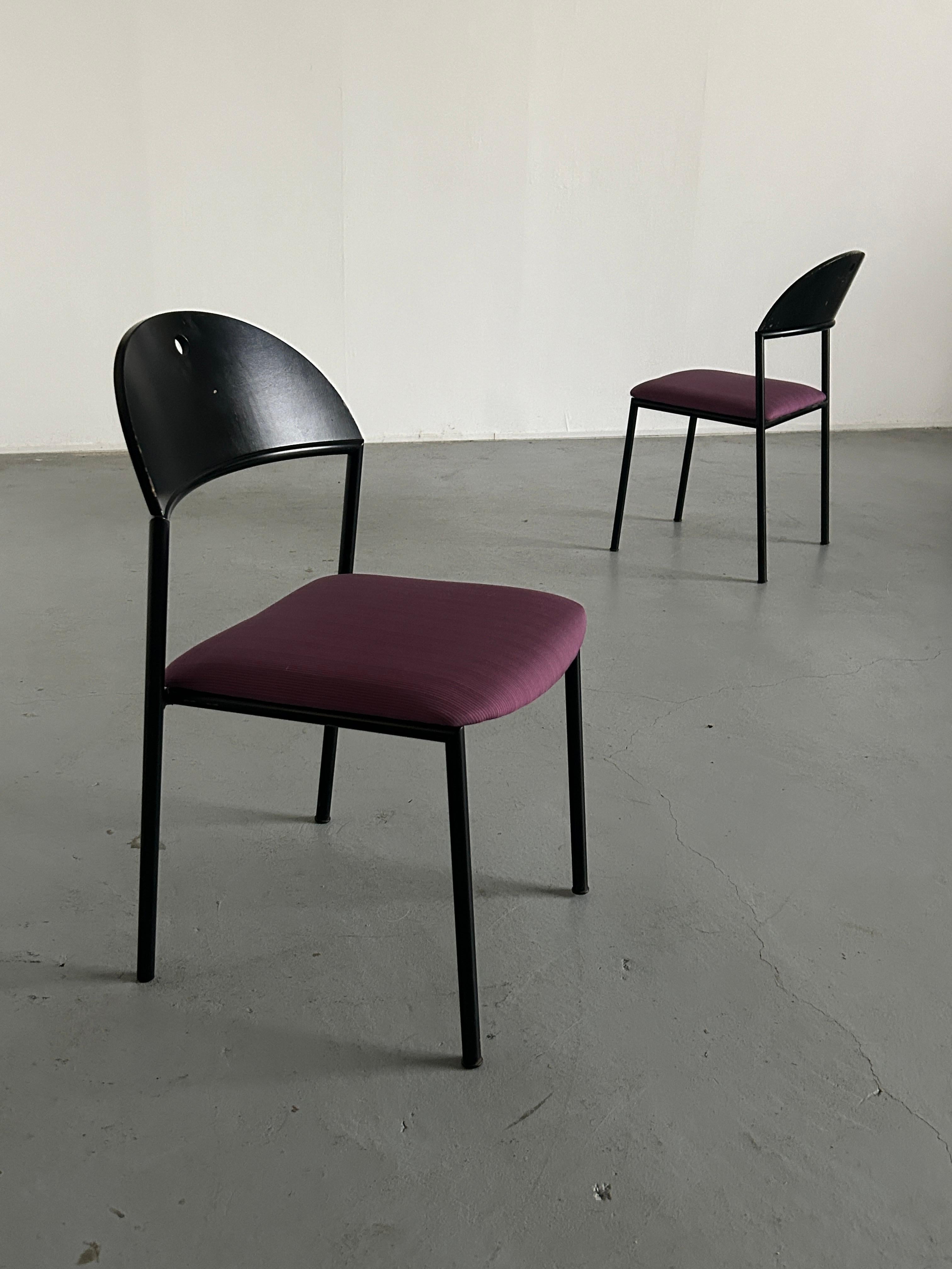 Late 20th Century Pair of Postmodern 'Thesis' Visitor Dining Chairs by Wiesner Hager, 90s Austria For Sale