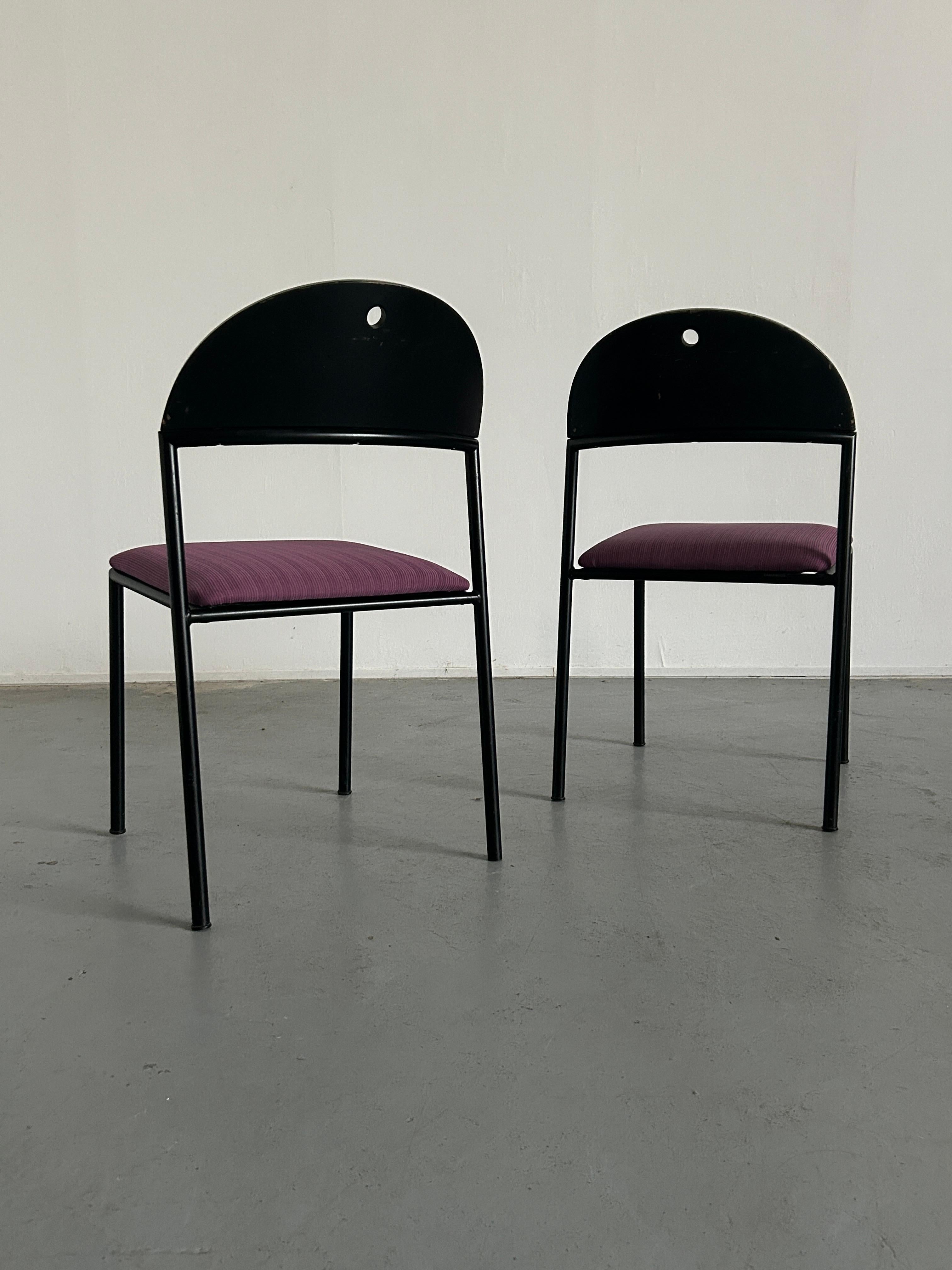 Métal Paire de chaises de salle à manger postmodernes « Thesis » de Wiesner Hager, Autriche, années 90 en vente