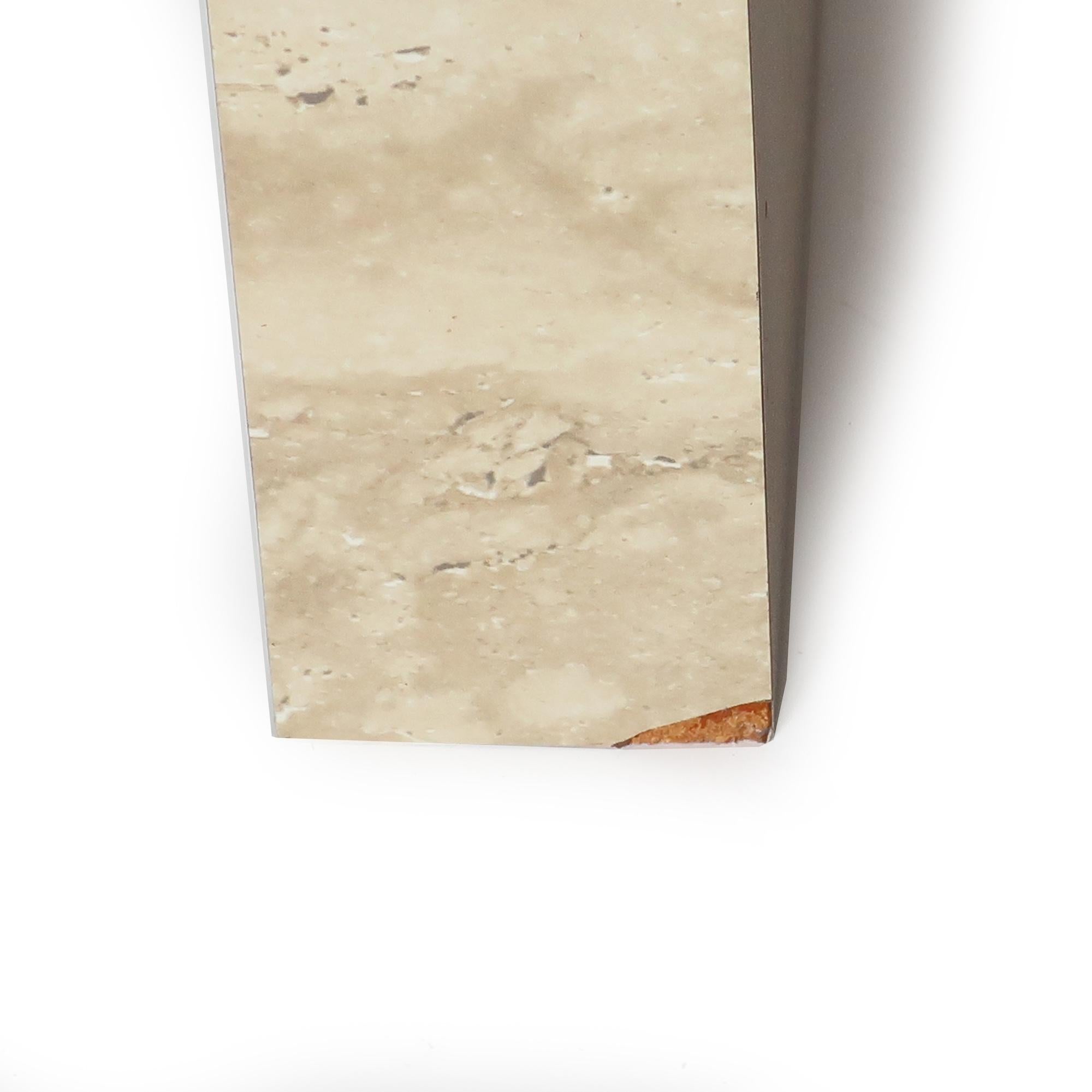Pair of Postmodern Travertine Laminate Waterfall Side Tables 5