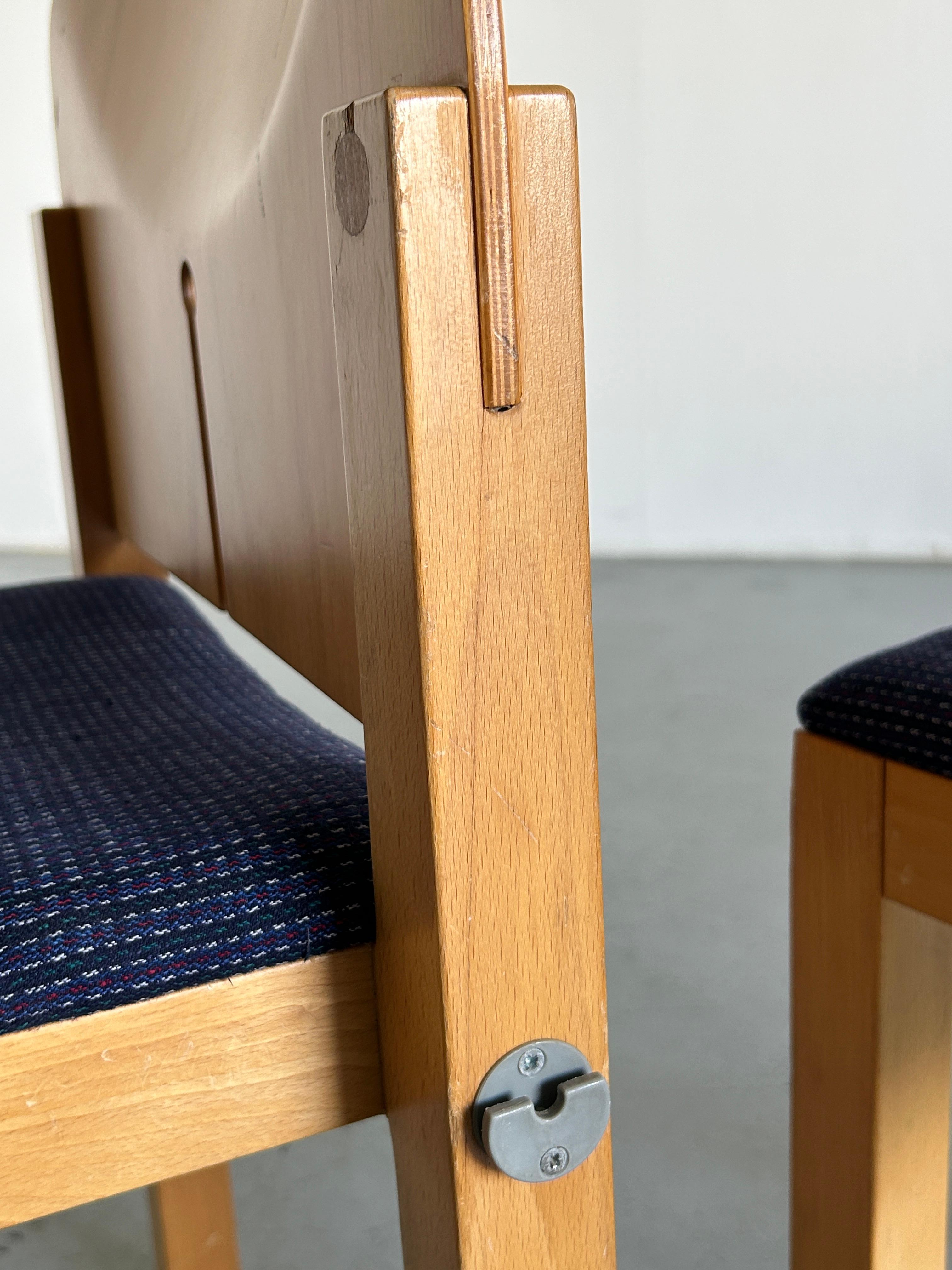 Pair of Postmodern Wooden Stackable Dining Chairs by Arno Votteler, Germany 1980 7