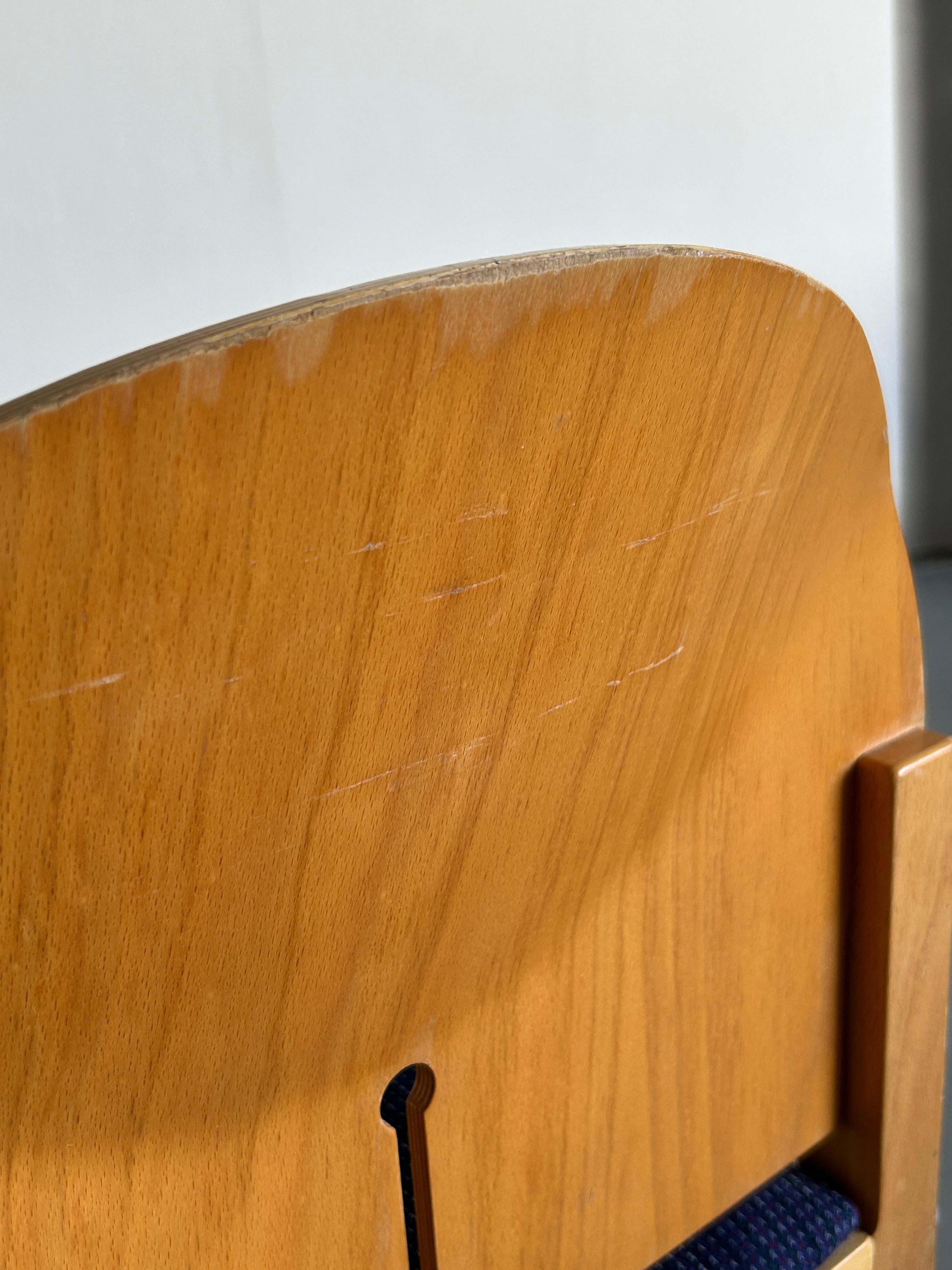 Pair of Postmodern Wooden Stackable Dining Chairs by Arno Votteler, Germany 1980 8