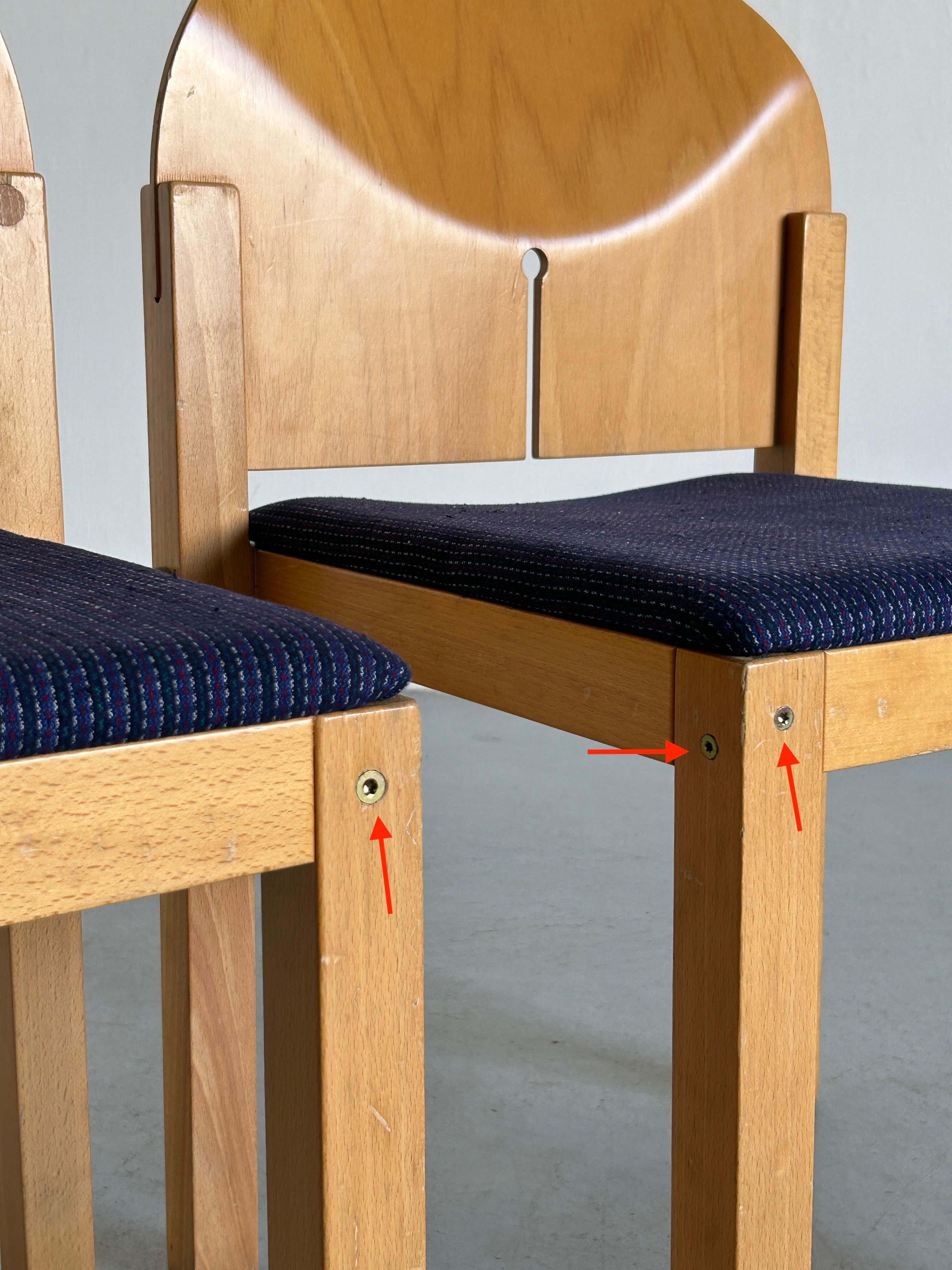 Pair of Postmodern Wooden Stackable Dining Chairs by Arno Votteler, Germany 1980 10