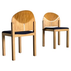 Pair of Postmodern Wooden Stackable Dining Chairs by Arno Votteler, Germany 1980