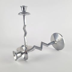 Pareja de candelabros posmodernos en zigzag, años 70