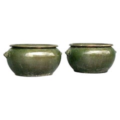 Paire de caches-pots avec chiens F