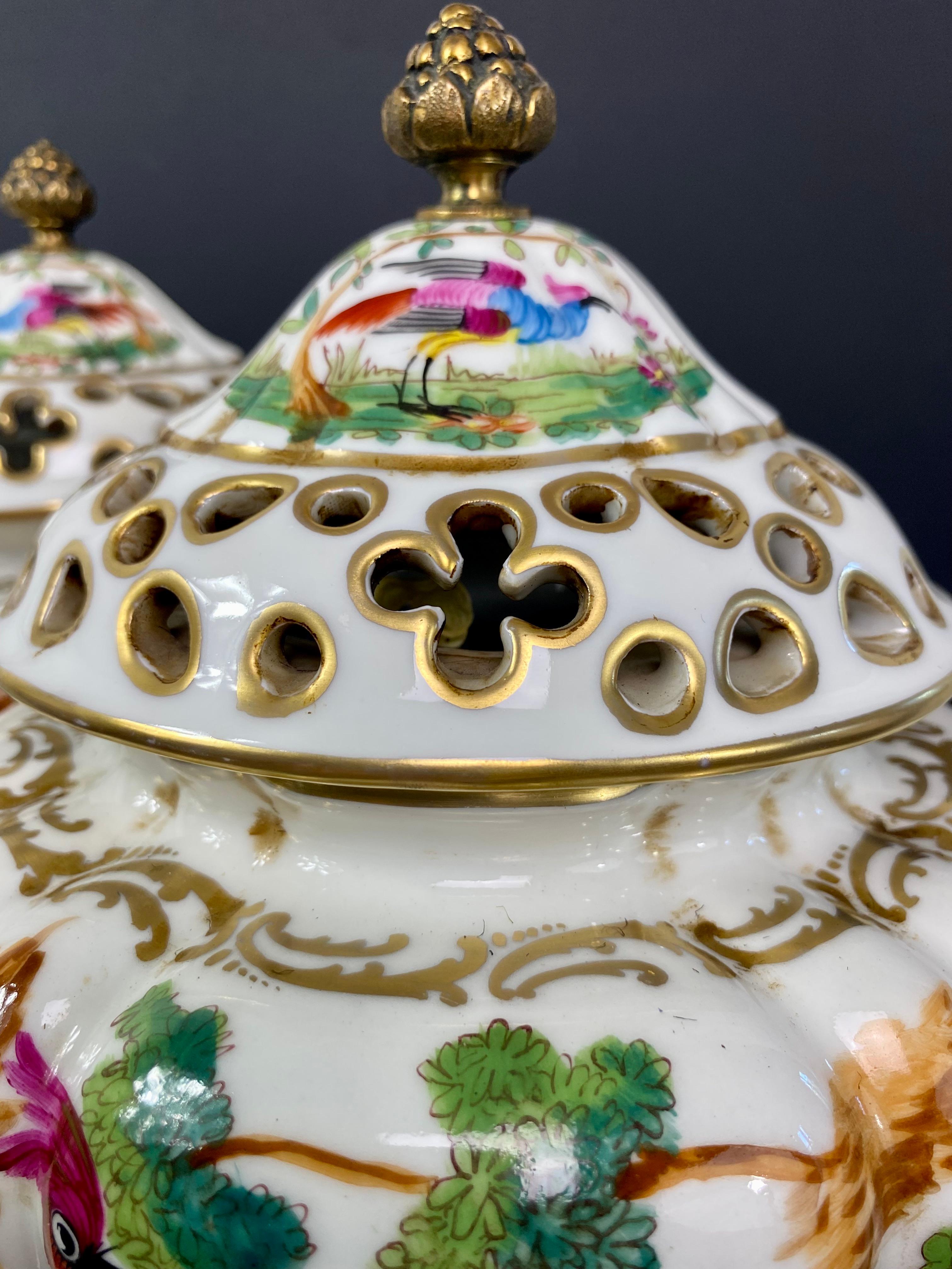 Pair of Pot Pourris - Perfume Burner - Decorative Dases Saxony Porcelain - XXth For Sale 1