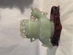 Pair of potiche vases, jade, Dragon and Rooster, 19th century