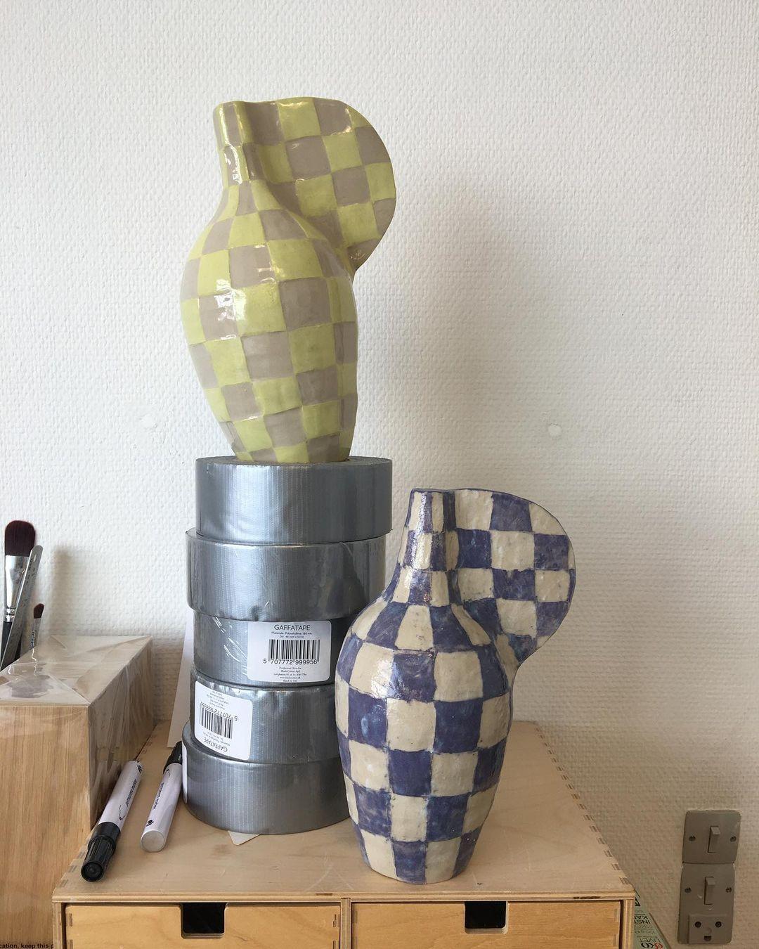 Contemporary Pair of Potion Bottle Vases by Maria Lenskjold For Sale