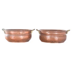 Pair of Pots with Two Handles in Copper
