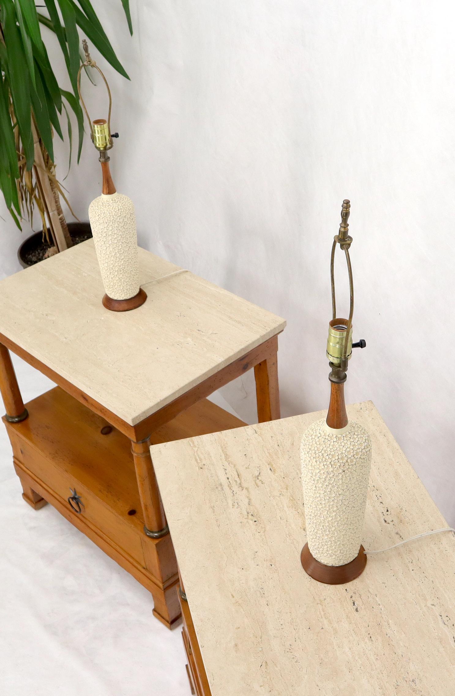 Pair of Pottery and Walnut Mid-Century Modern Table Lamps 4