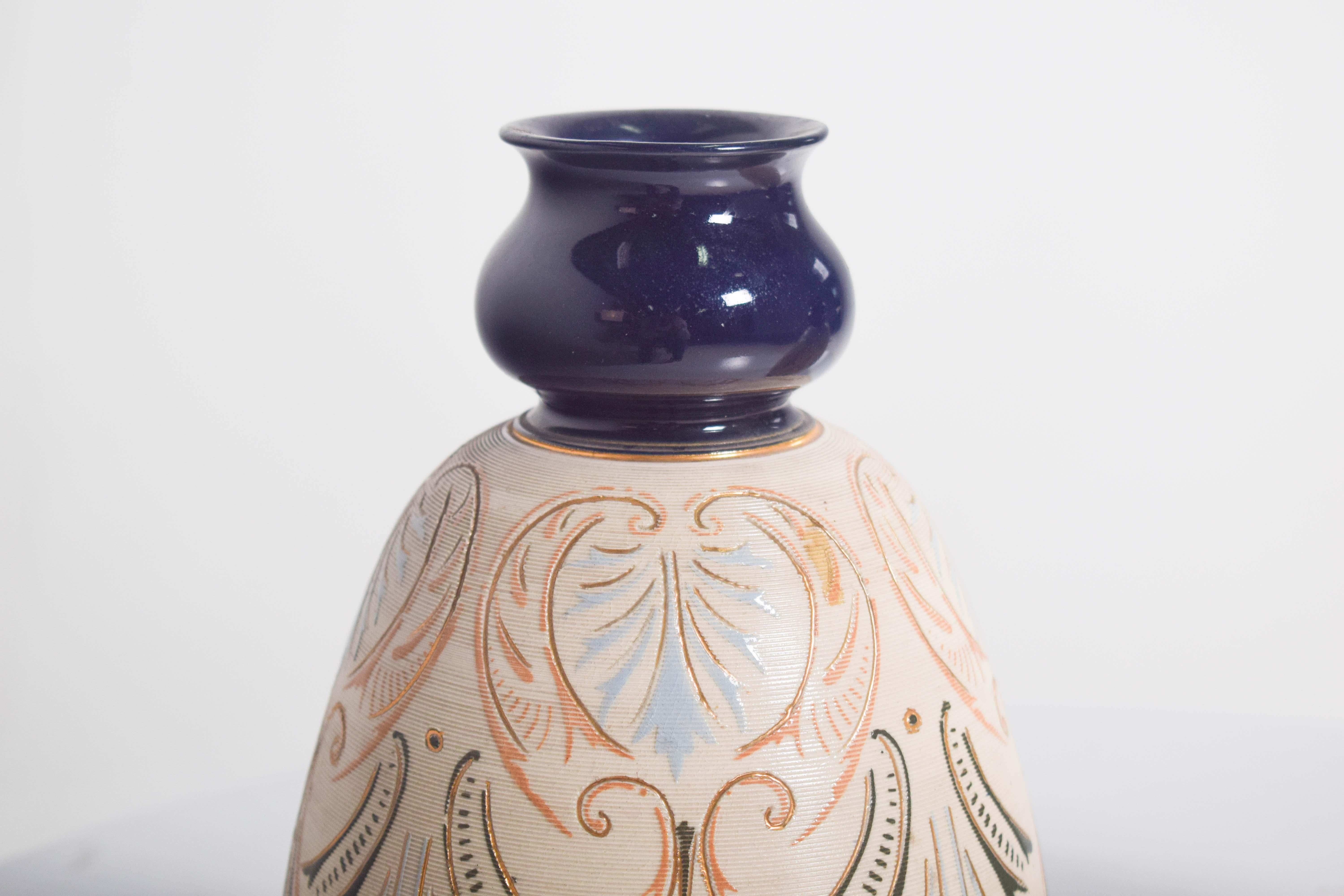 Mid-Century Modern Paire de vases bulbeux de couleur crème en vente
