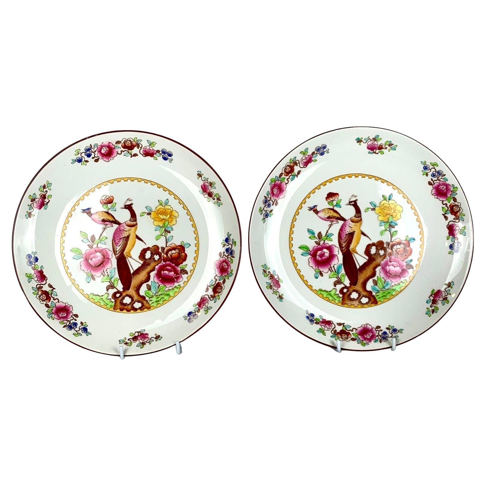 Pareja de Platos de Cerámica con el Patrón "Old Chelsea" Fabricados Estados Unidos Ca. 1890 en venta