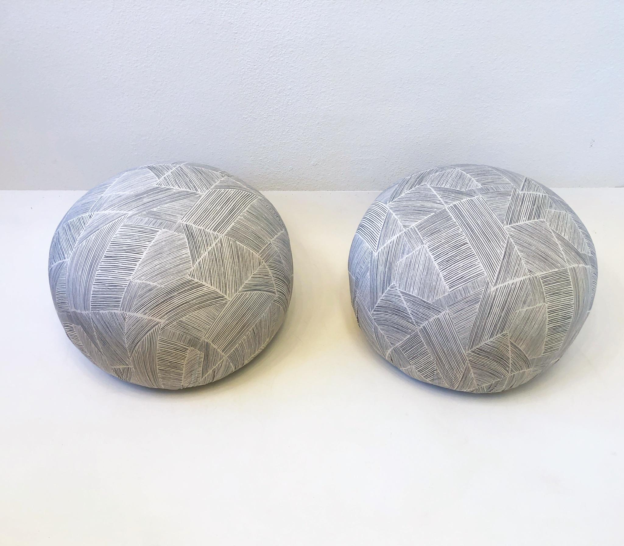 Modern Pair of Poufs by Directional For Sale