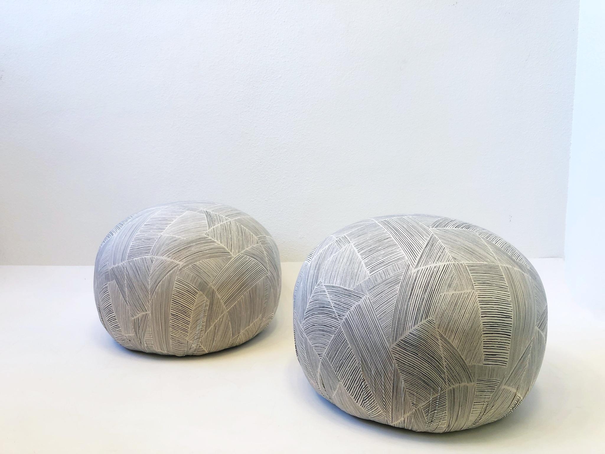American Pair of Poufs by Directional For Sale
