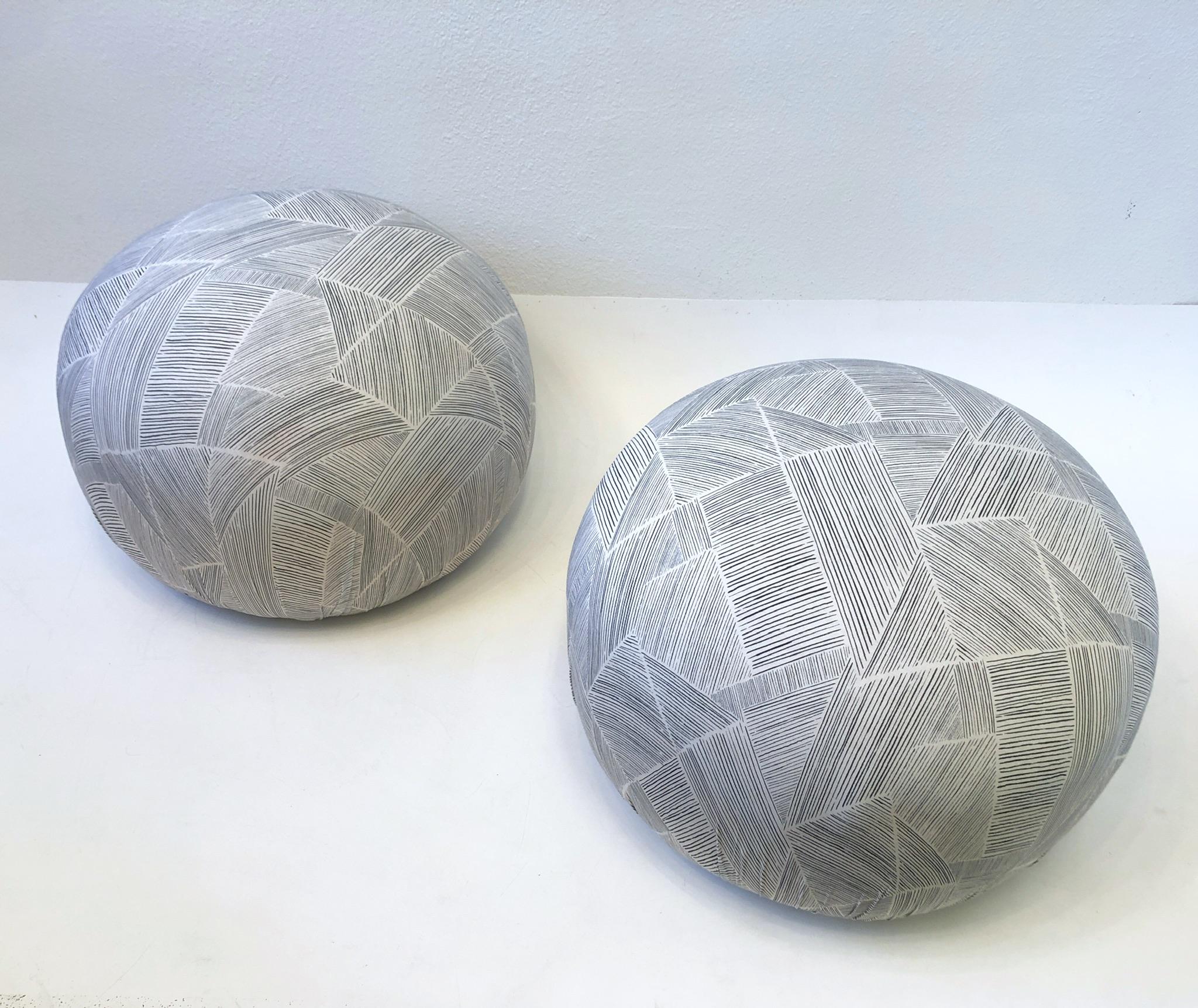 Pair of Poufs by Directional In Excellent Condition For Sale In Palm Springs, CA
