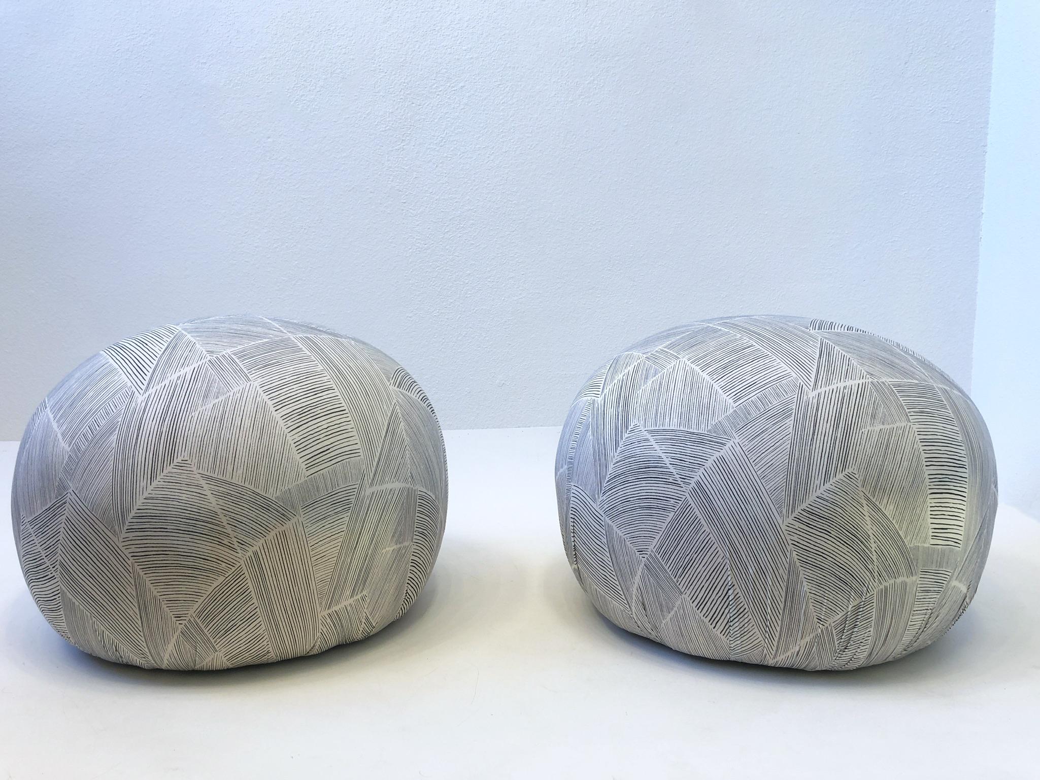 Late 20th Century Pair of Poufs by Directional For Sale