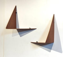 Pair of Poul Cadovius Butterfly Shelves in Teak 1950s Denmark