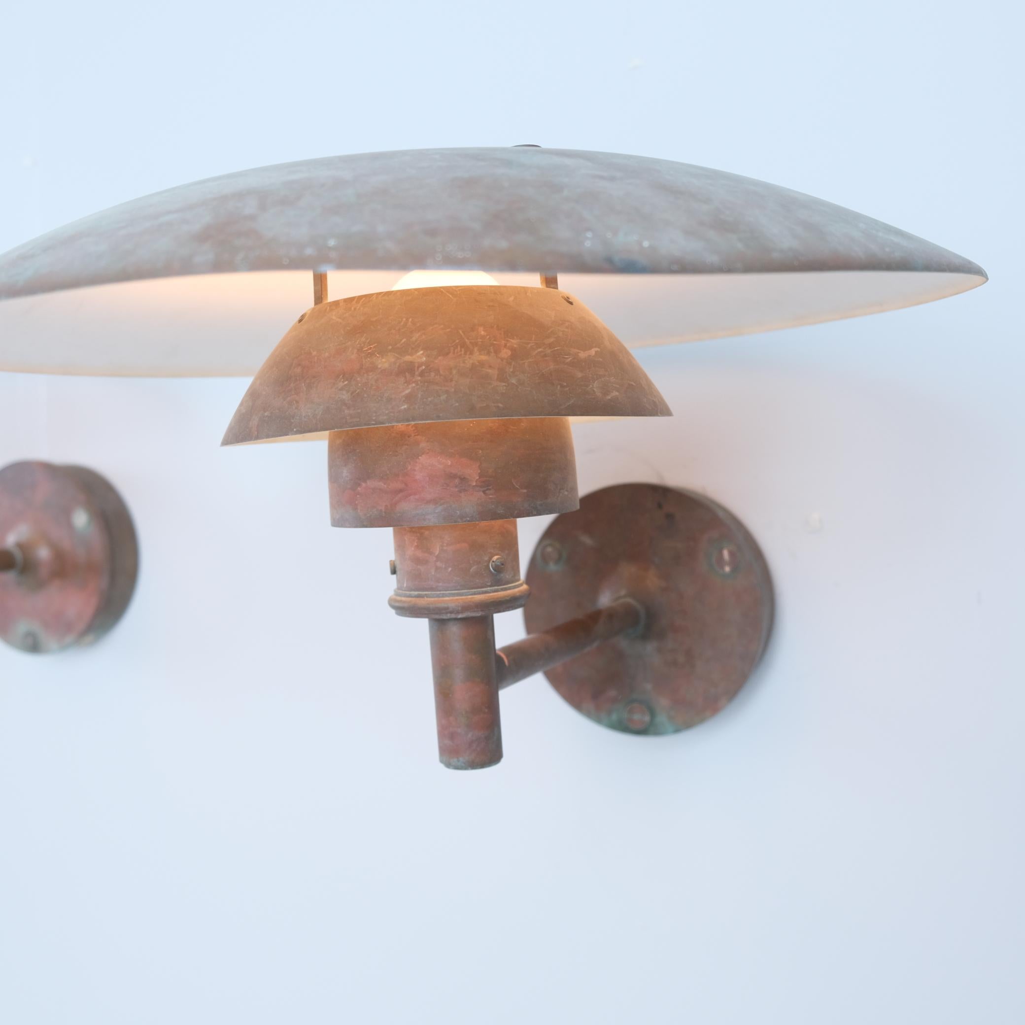 Paar Poul Henningsen Kupfer-Wandlampen für den Außenbereich, Louis Poulsen, erstaunliche Patina im Angebot 6