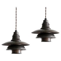 Pair of Poul Henningsen, PH 2/2 Copper Pendant Lights, 1930