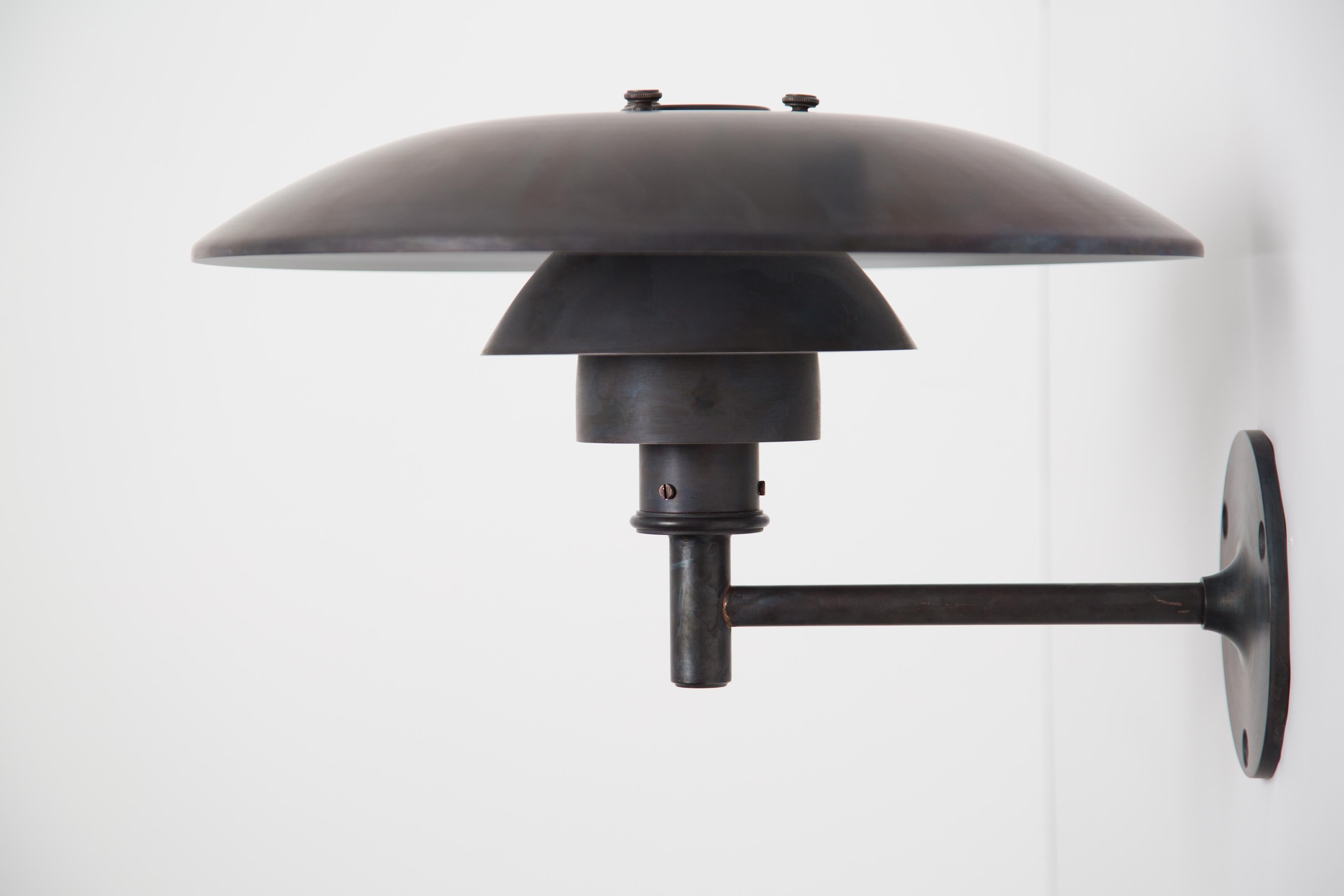 Danish Pair of Poul Henningsen PH Wall Brown Patinated Outdoor Lamps for Louis Poulsen For Sale