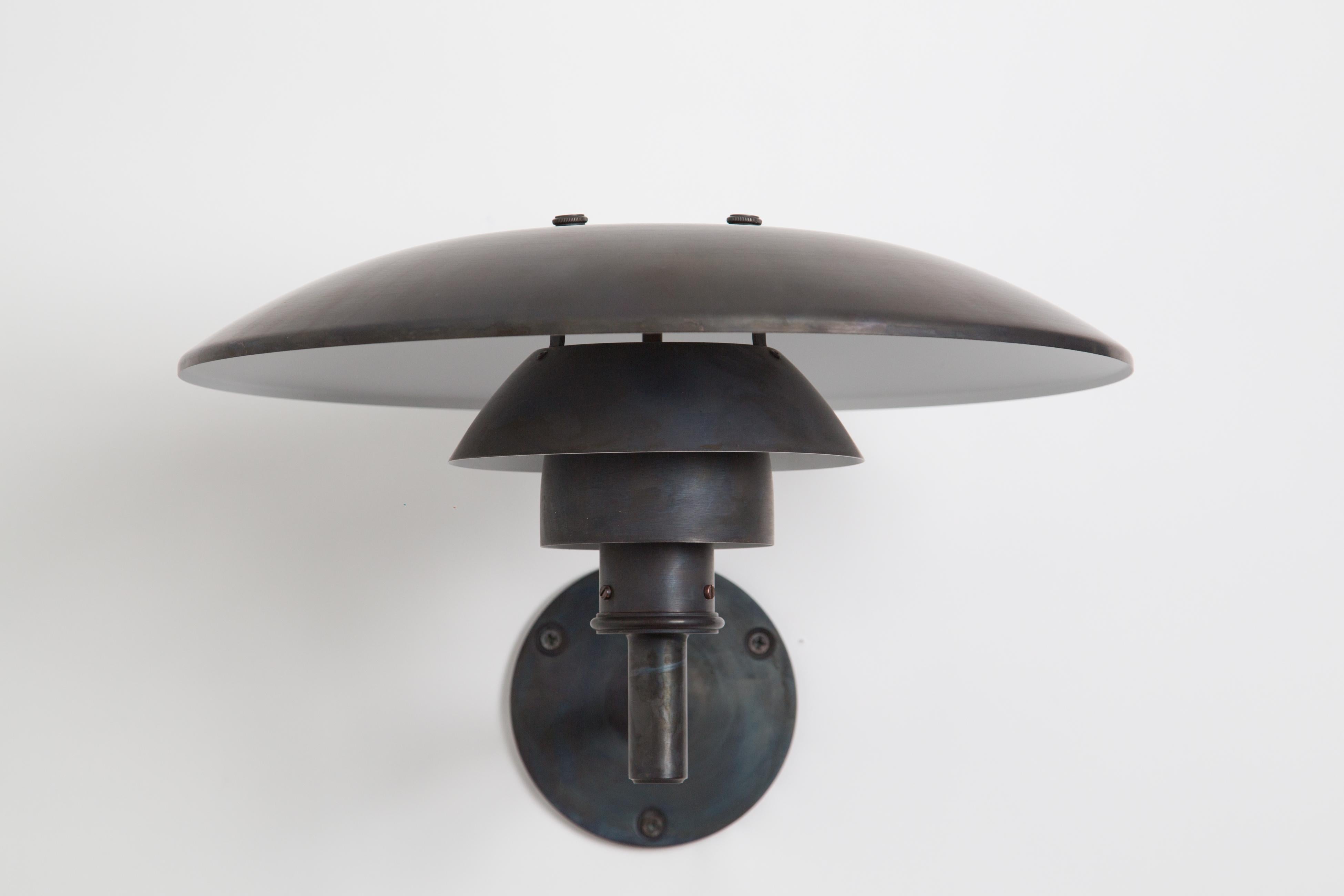 Copper Pair of Poul Henningsen PH Wall Brown Patinated Outdoor Lamps for Louis Poulsen For Sale