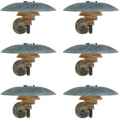 Pair of Henningsen 'PH Wall' Darkly Patinated Outdoor Lamps for Louis Poulsen