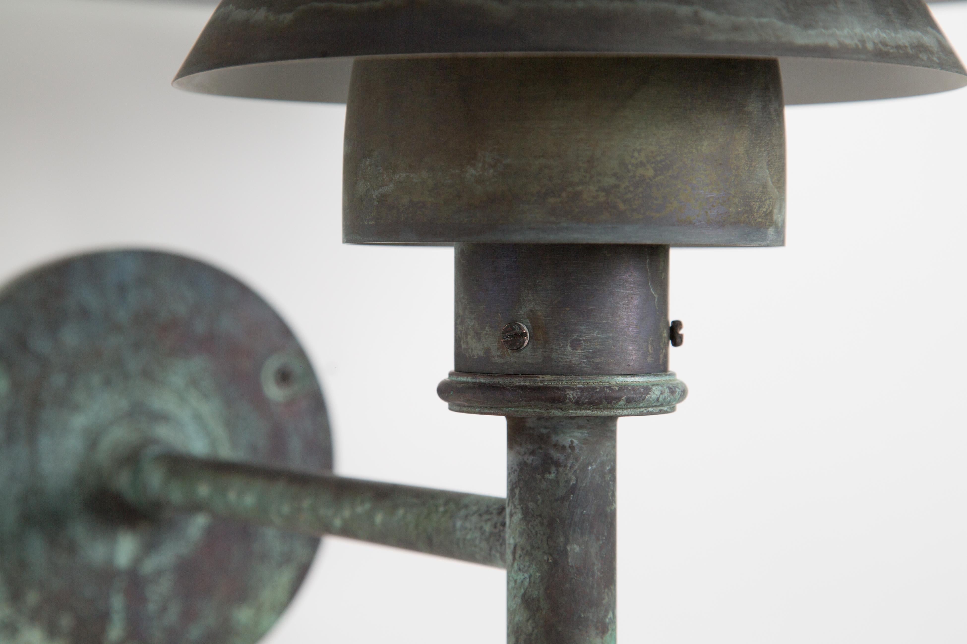 Pair of Poul Henningsen Ph Wall Darkly Patinated Outdoor Lamps for Louis Poulsen For Sale 2