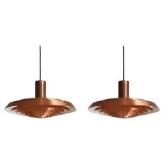 Pair of Poul Henningsen "Plate" PH-Lamp Copper, Louis Poulsen, Denmark, 1960s