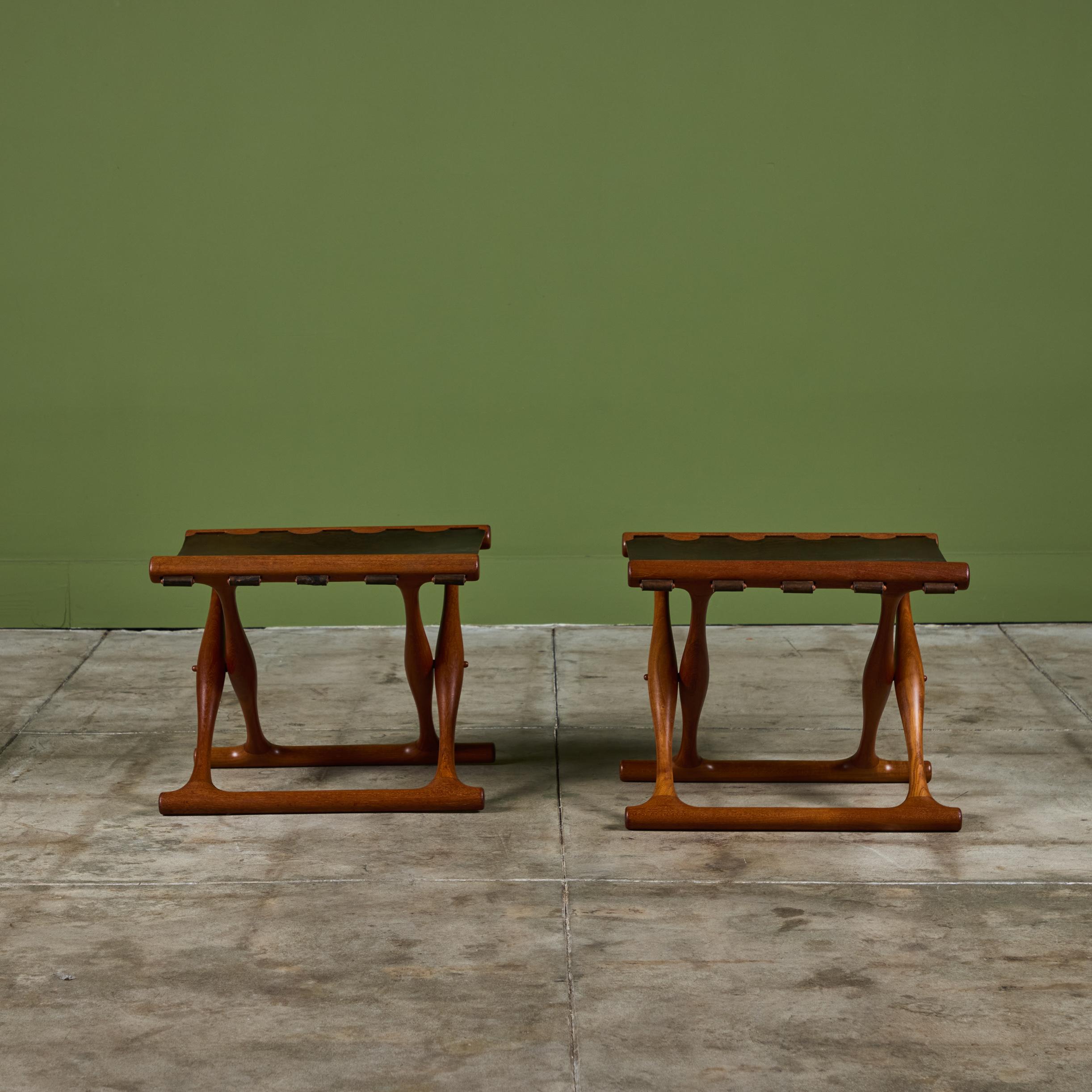 Pair of Poul Hundevad “Guldhoj” Teak Folding Stools for Vamdrup Stolefabrik 1