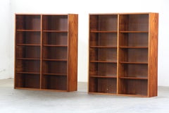 Pair of "Poul Hundevad" Wood Bookshelves, Denmark 1960s Cabinetmaker mid-century